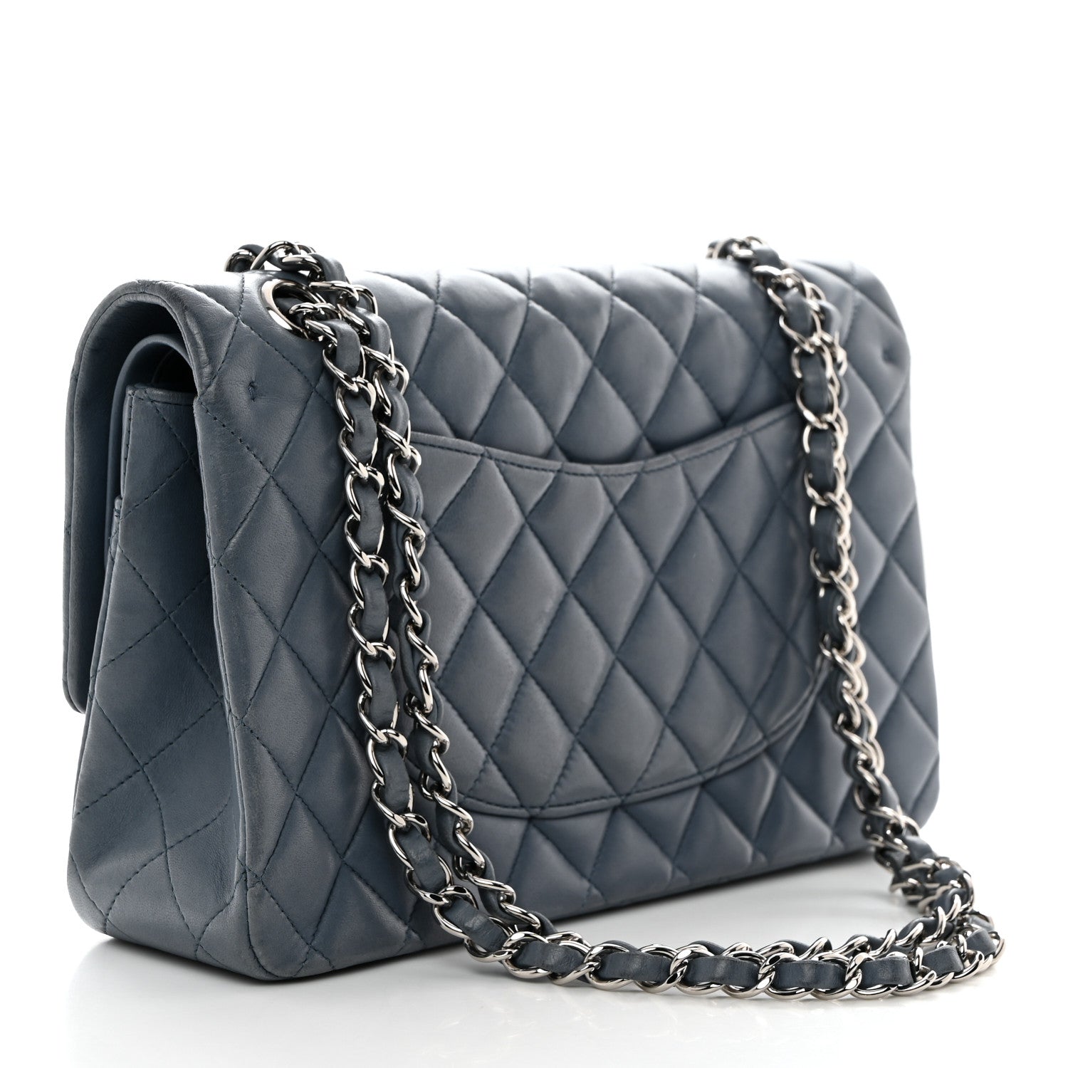 Chanel Lambskin Quilted Medium Double Flap Light Blue 3 of 10