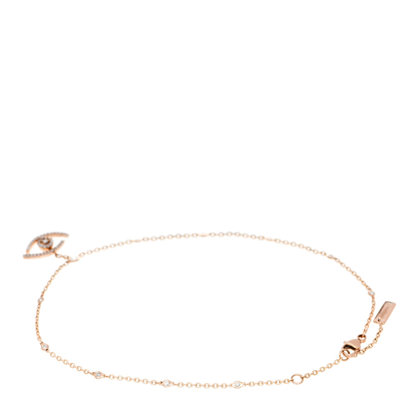 18K Rose Gold Diamond Lucky Eye Pave Ankle Bracelet