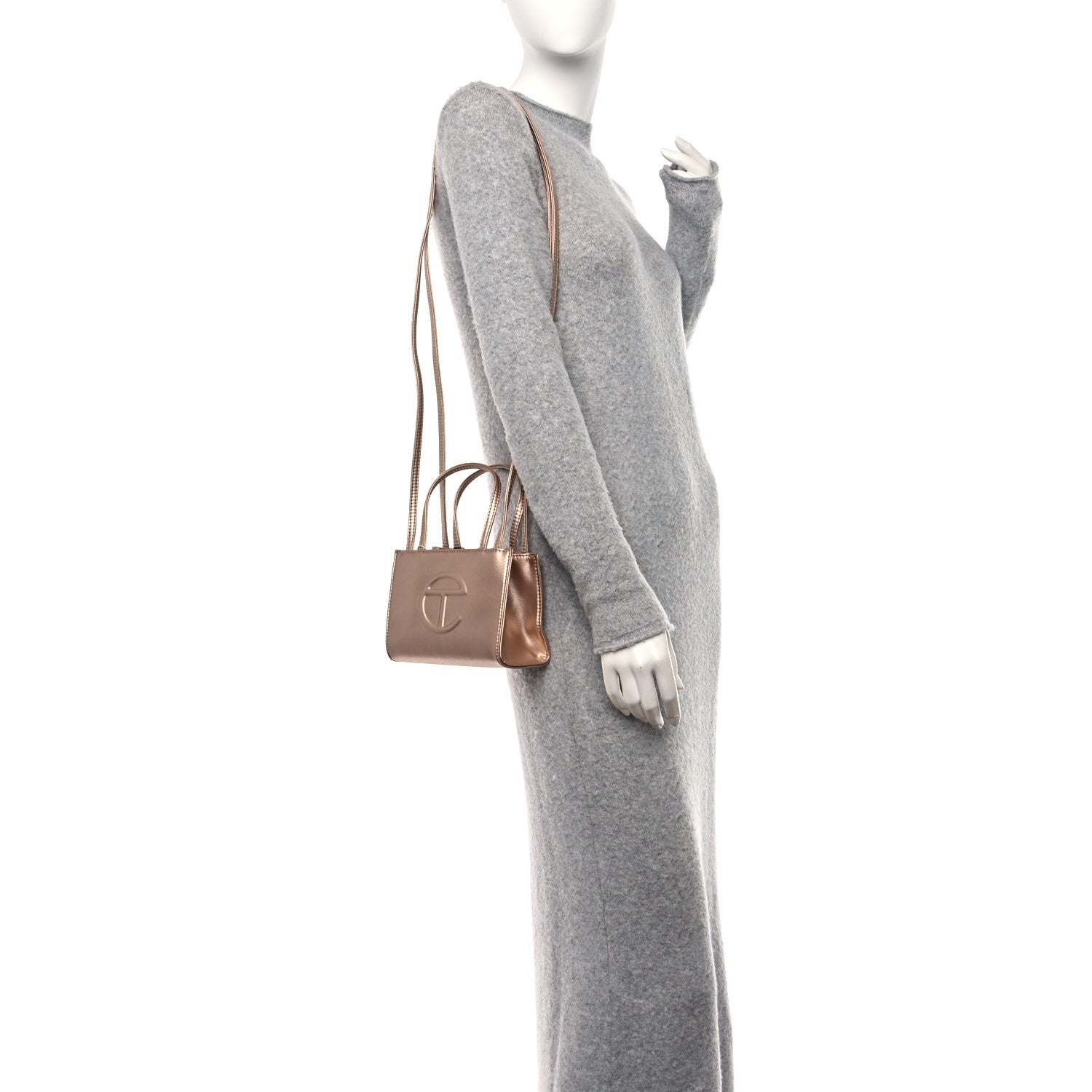 Telfar Metallic Vegan Leather Small Shopping Bag Copper 2 of 10