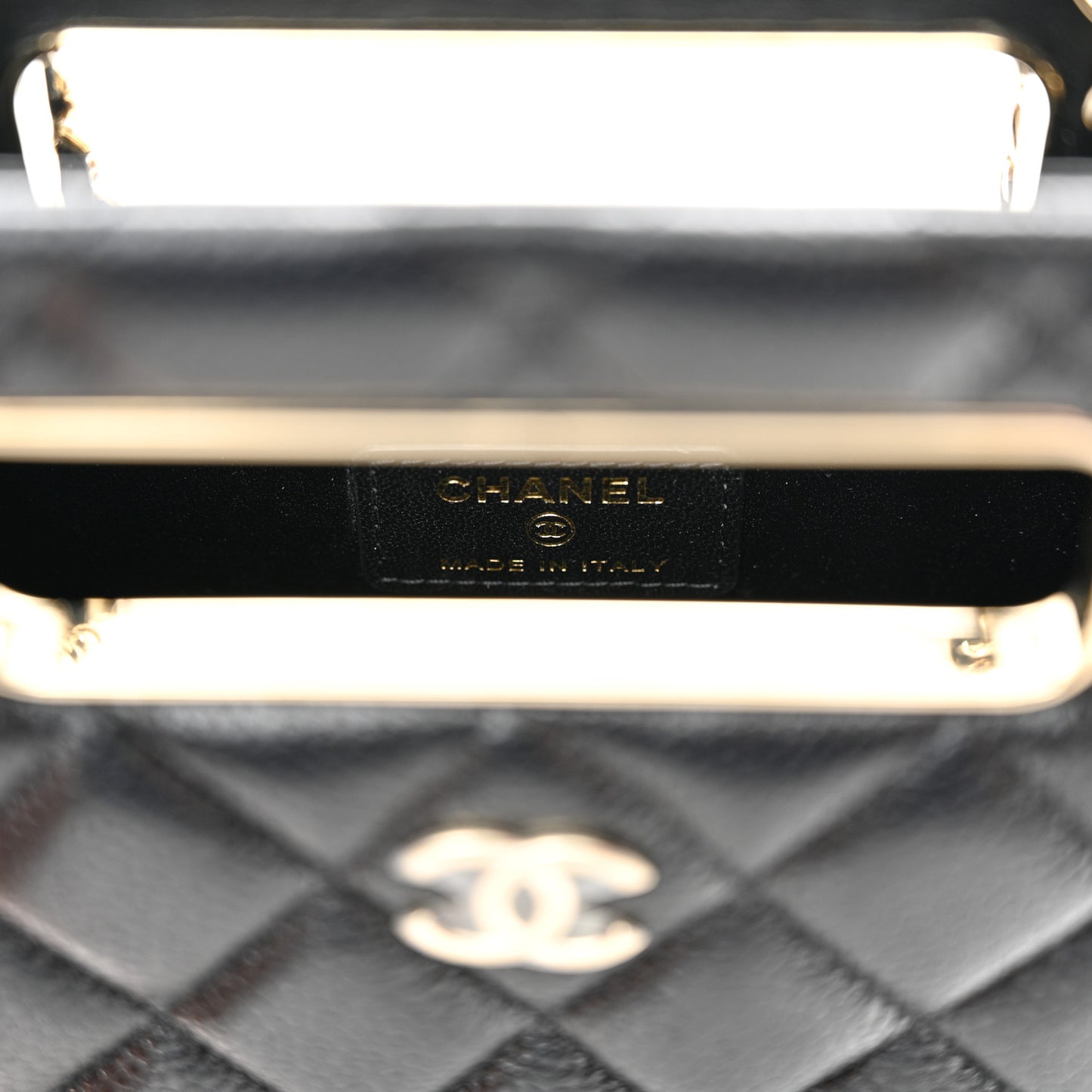 Caviar Quilted Evening Box Bag Black