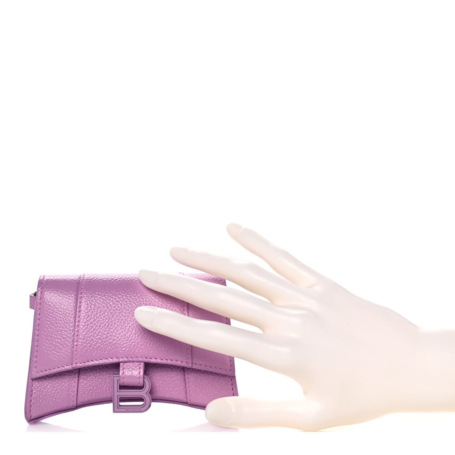 Grained Calfskin Tonal B Hourglass Chain Cardholder Lilac