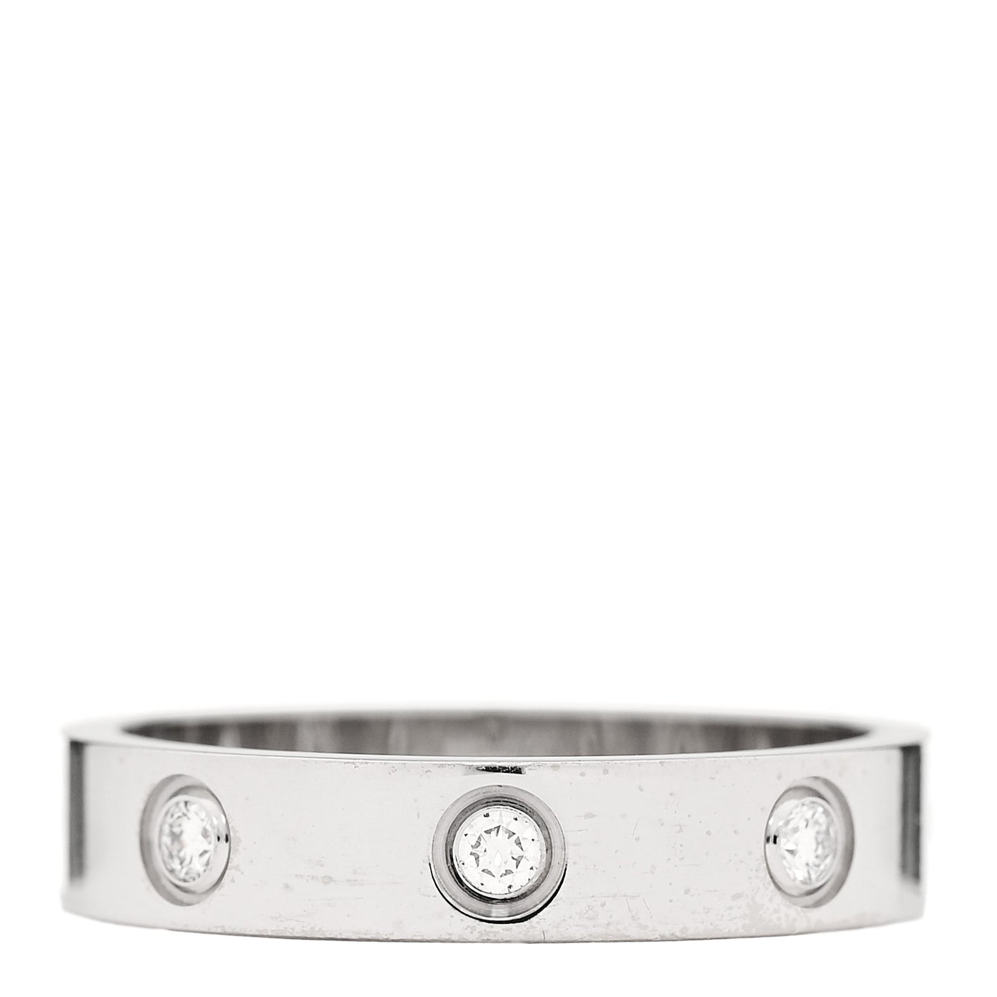 18K White Gold 8 Diamond 4mm Wedding Band LOVE Ring 52 6