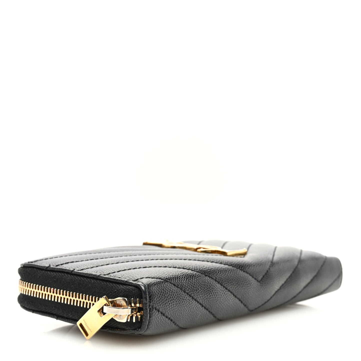 Grain De Poudre Matelasse Chevron Monogram Zip Around Wallet Black
