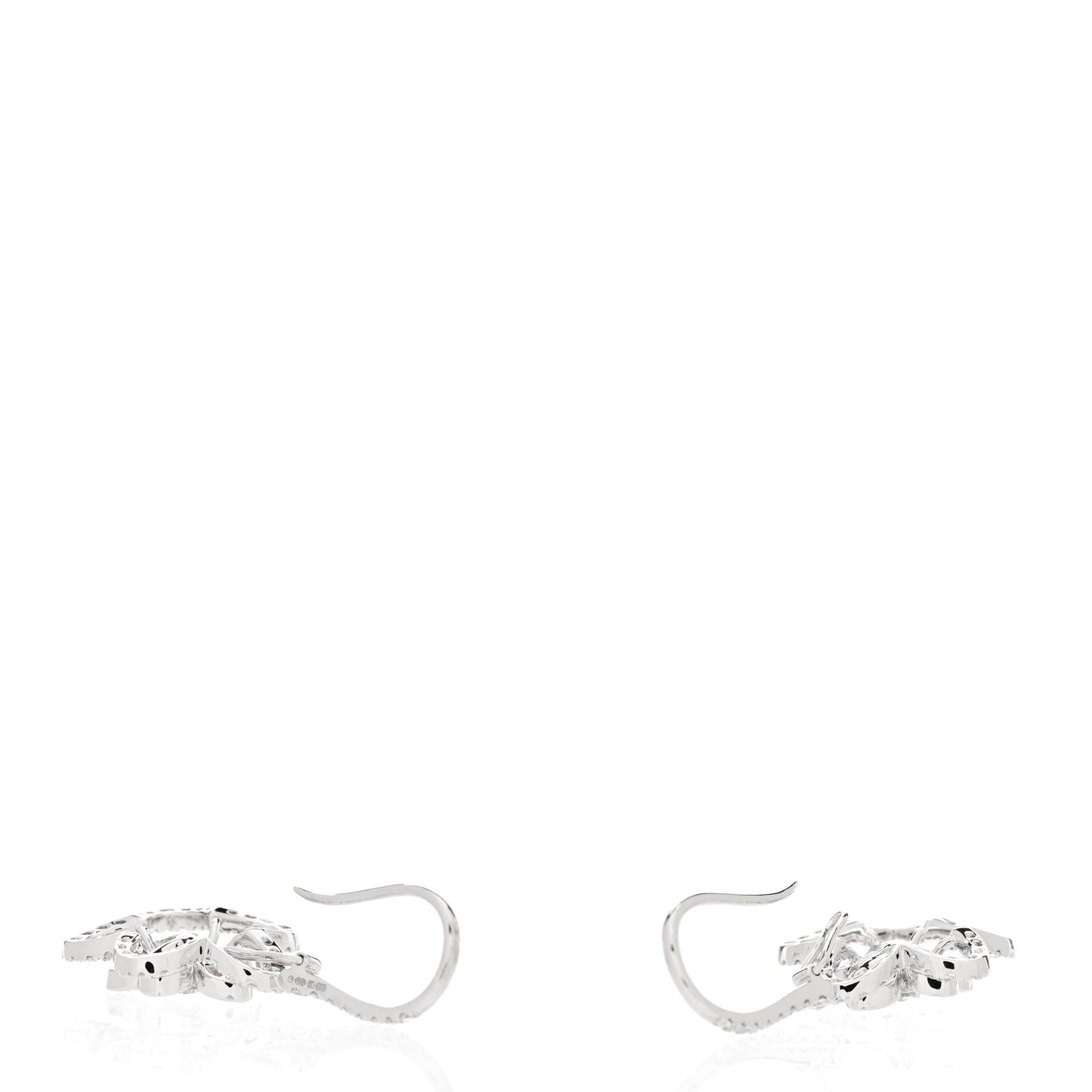18K White Gold Diamond Wild Flower Drop Earrings