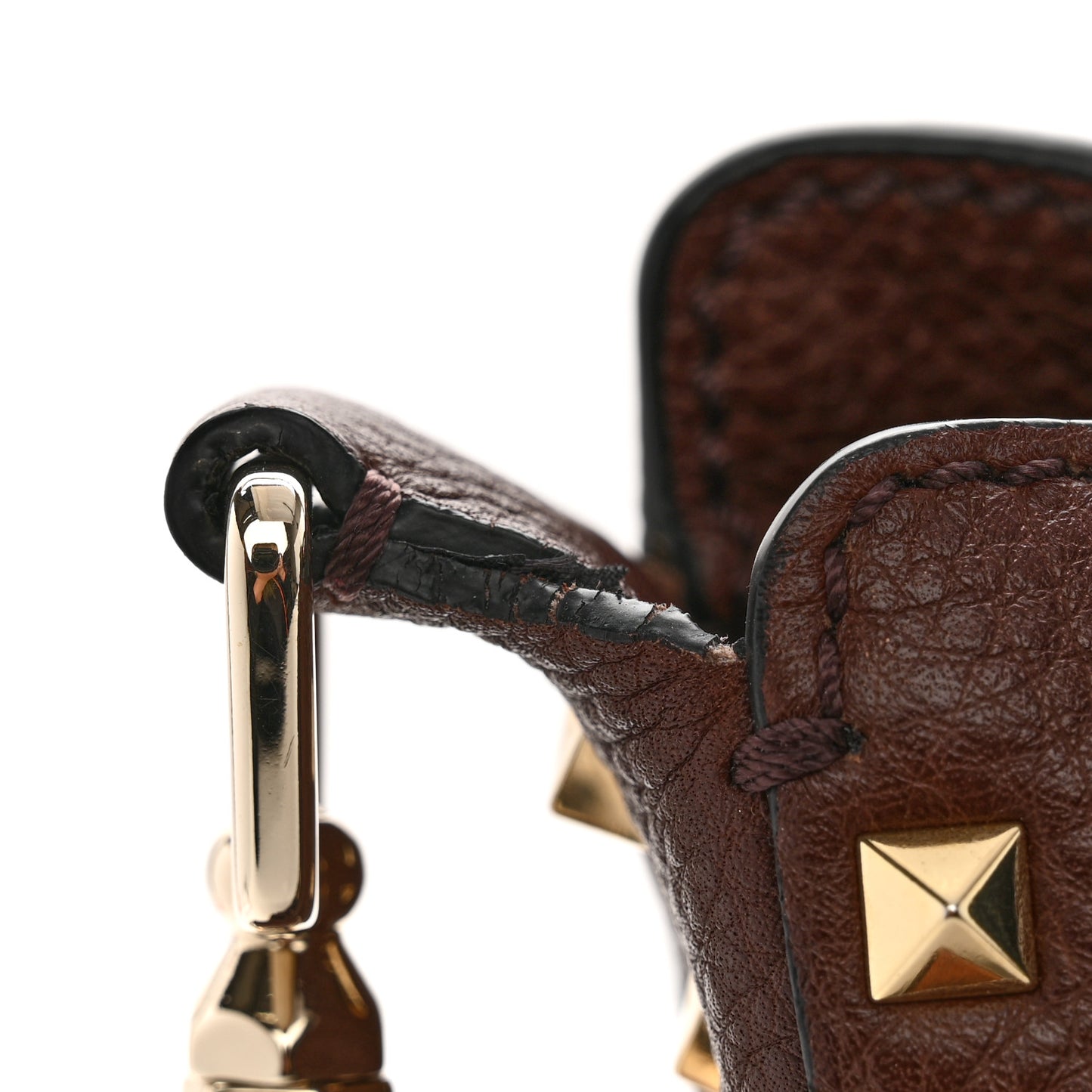 Pebbled Calfskin Large Rockstud Flip-Lock Messenger Bag Brown
