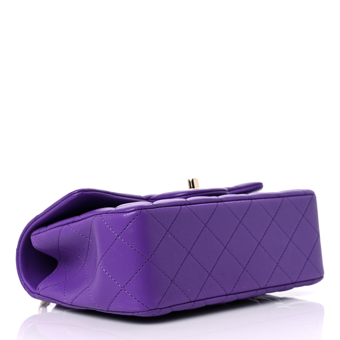 Lambskin Quilted Mini Top Handle Rectangular Flap Dark Purple