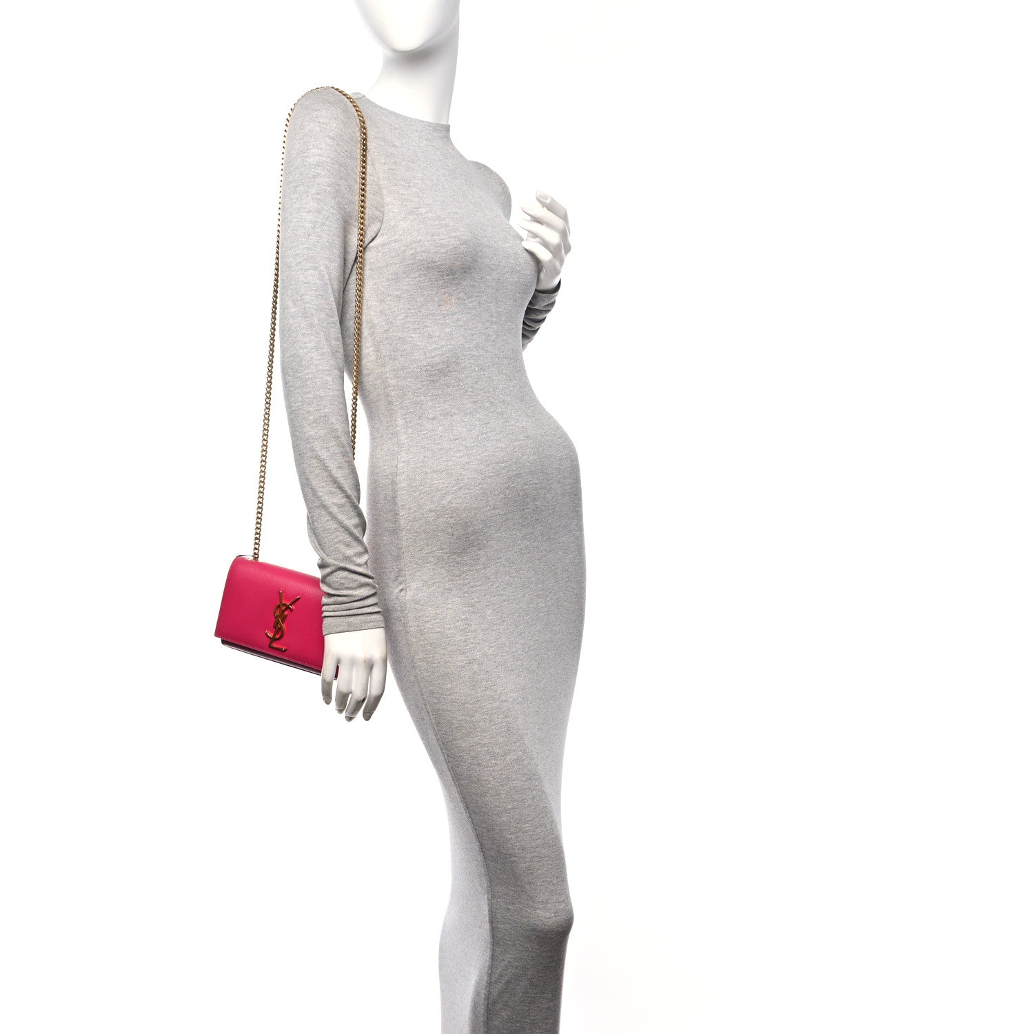 Saint Laurent Grain De Poudre Small Monogram Kate Satchel Bubblegum 2 of 11