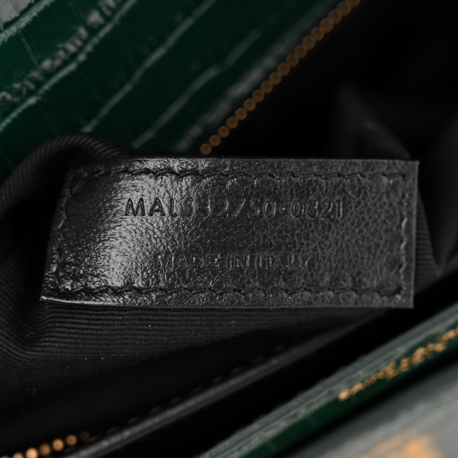 Saint Laurent Calfskin Crocodile Embossed Monogram Cassandra Clasp Bag Dark Mint 7 of 12