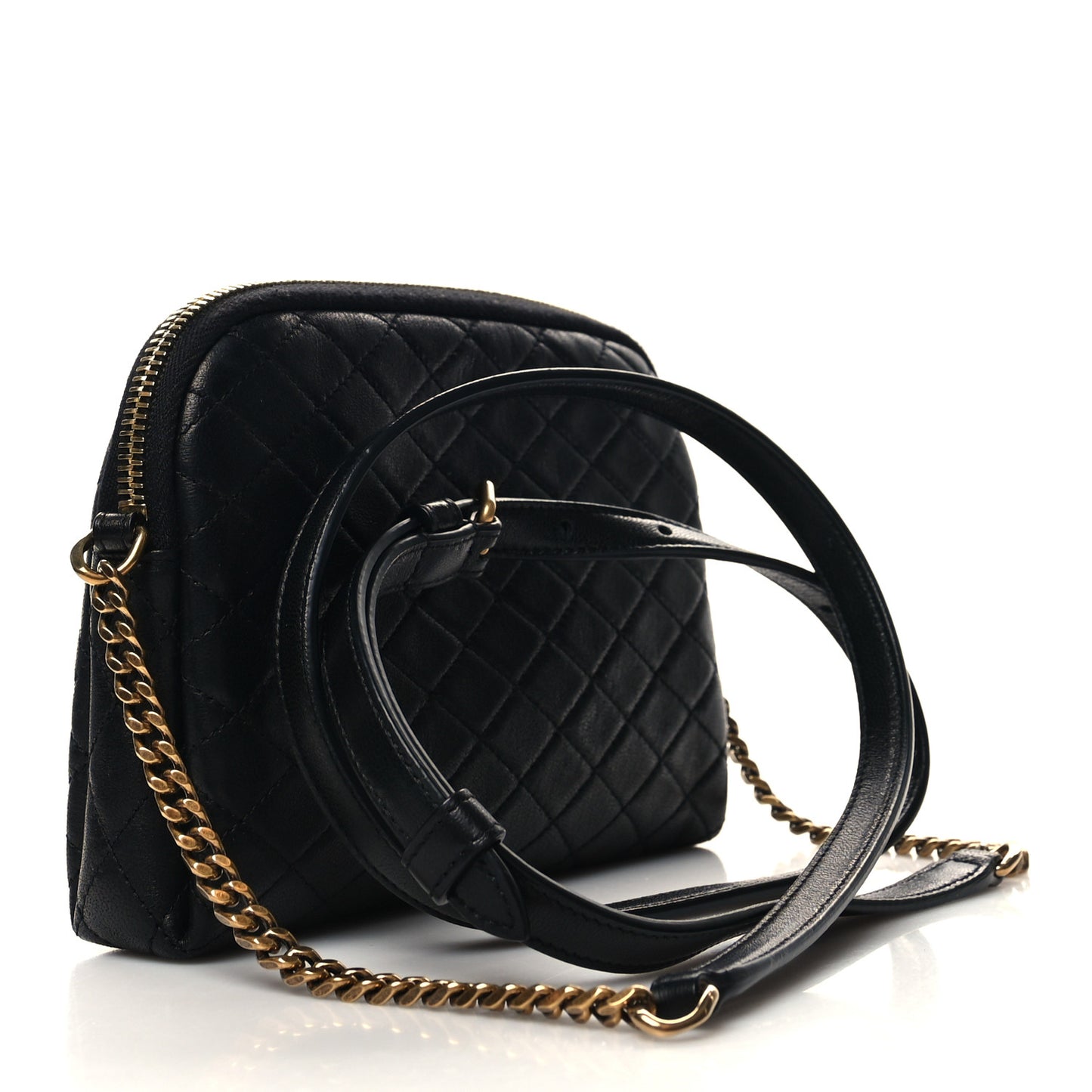 Lambskin Quilted Gaby Zipped Pouch Black