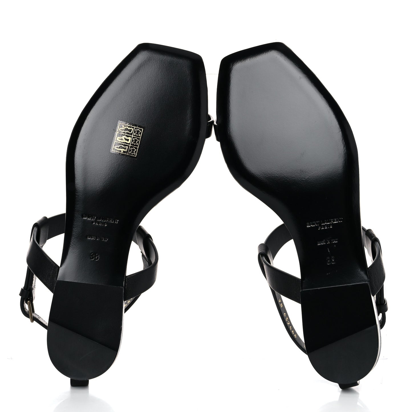 Patent Calfskin Cassandra Monogram Sandals 38 Black