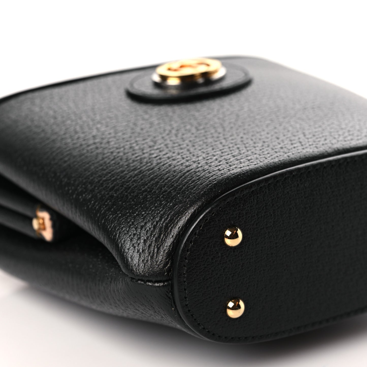 Textured Dollar Calfskin Bamboo Mini Marina Bucket Bag Black