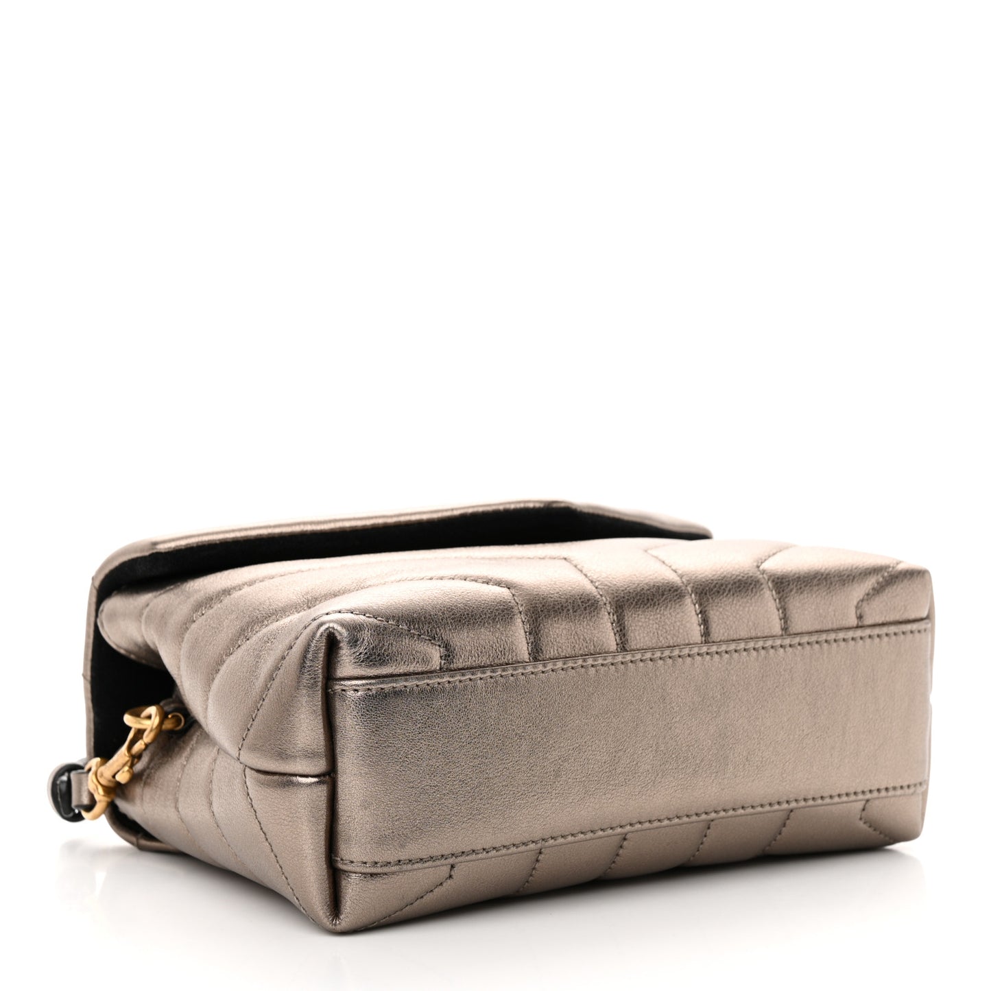 Metallic Calfskin Y Quilted Monogram Toy Loulou Crossbody Bag Piombo