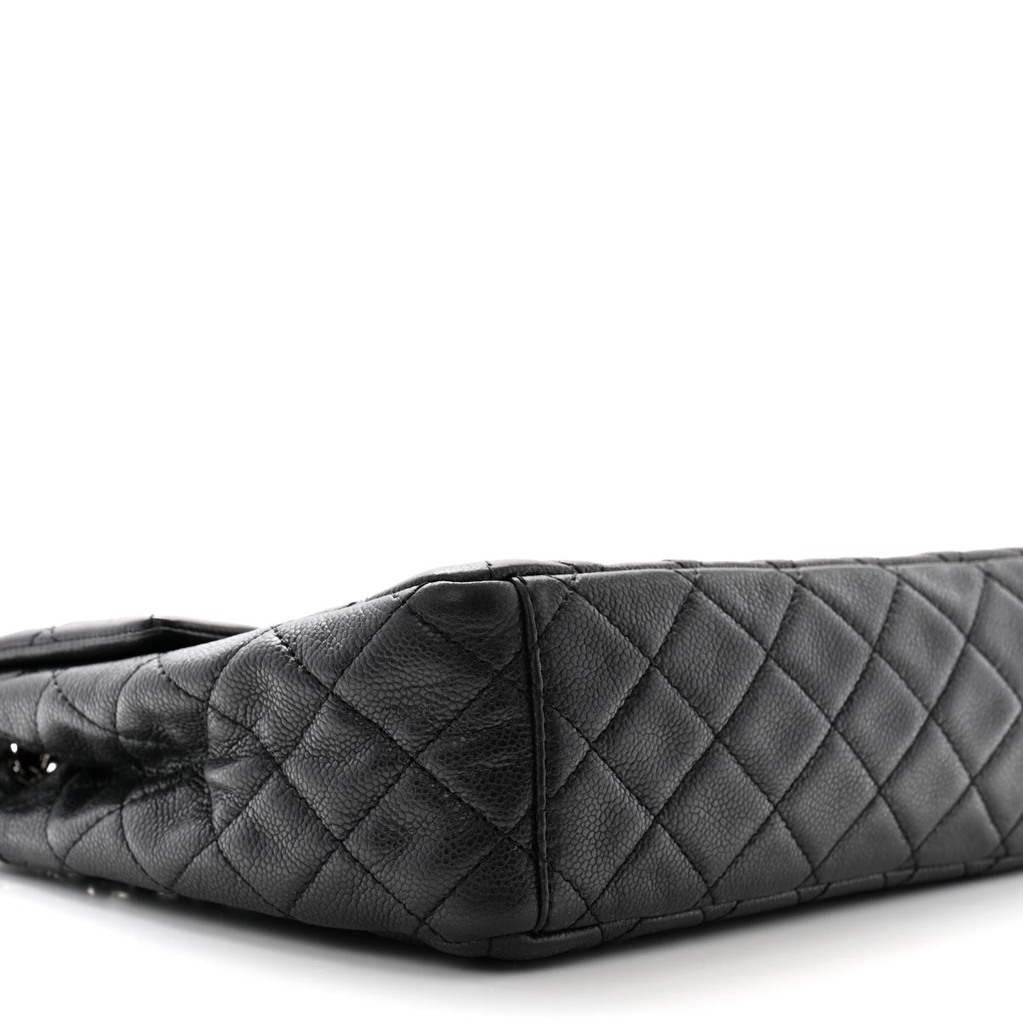 Washed Caviar Quilted Maxi Single Flap Black