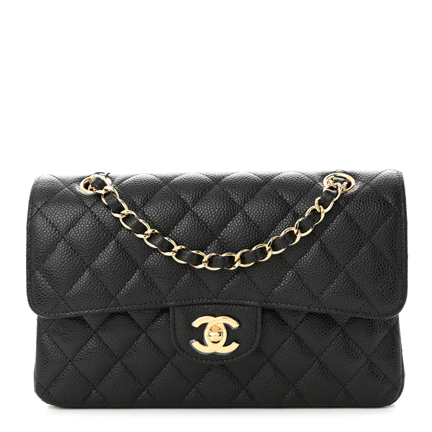 Caviar Quilted Small Double Flap Black
