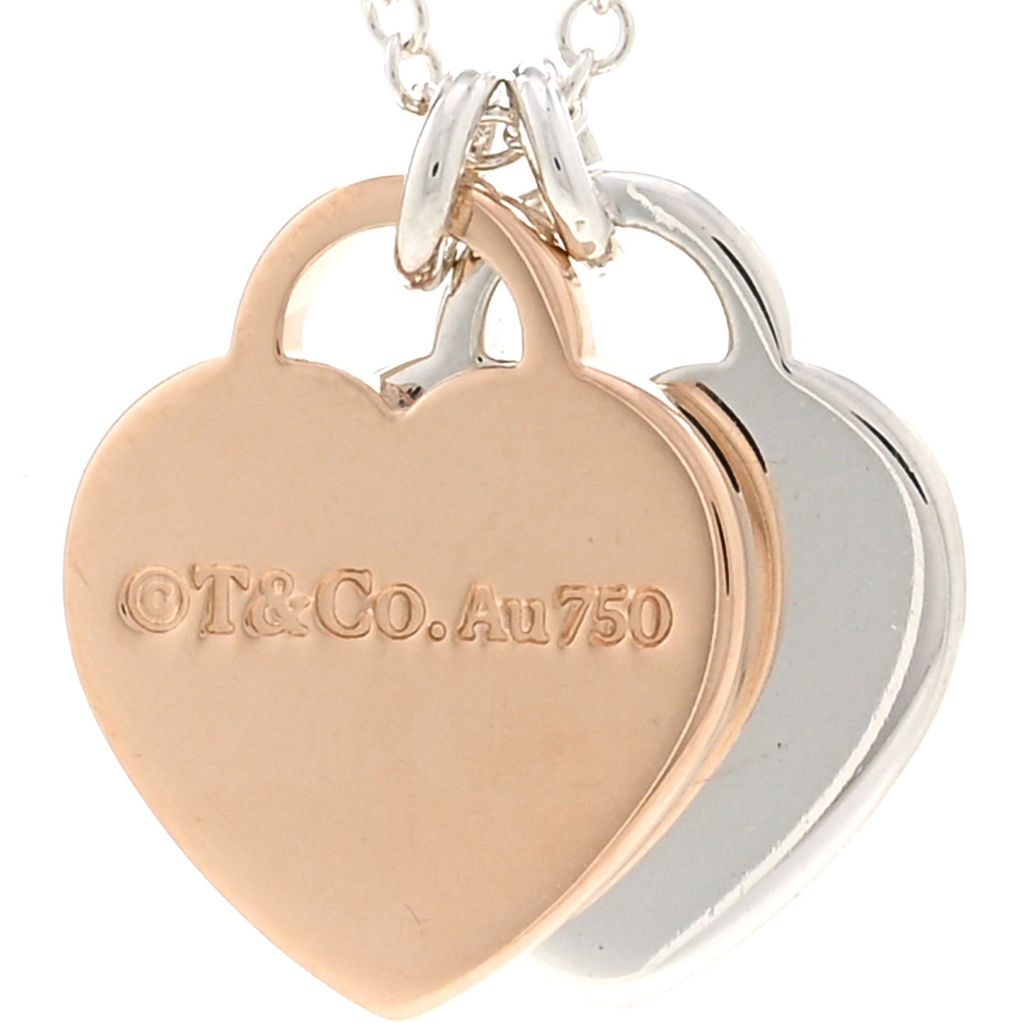Sterling Silver 18K Rose Gold Mini Return to Tiffany Double Heart Tag Pendant Necklace
