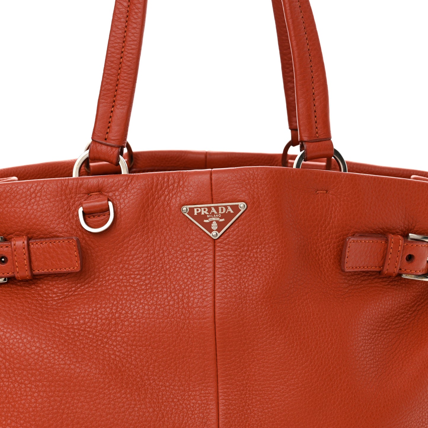Vitello Daino Buckle Shoulder Bag Mandarin
