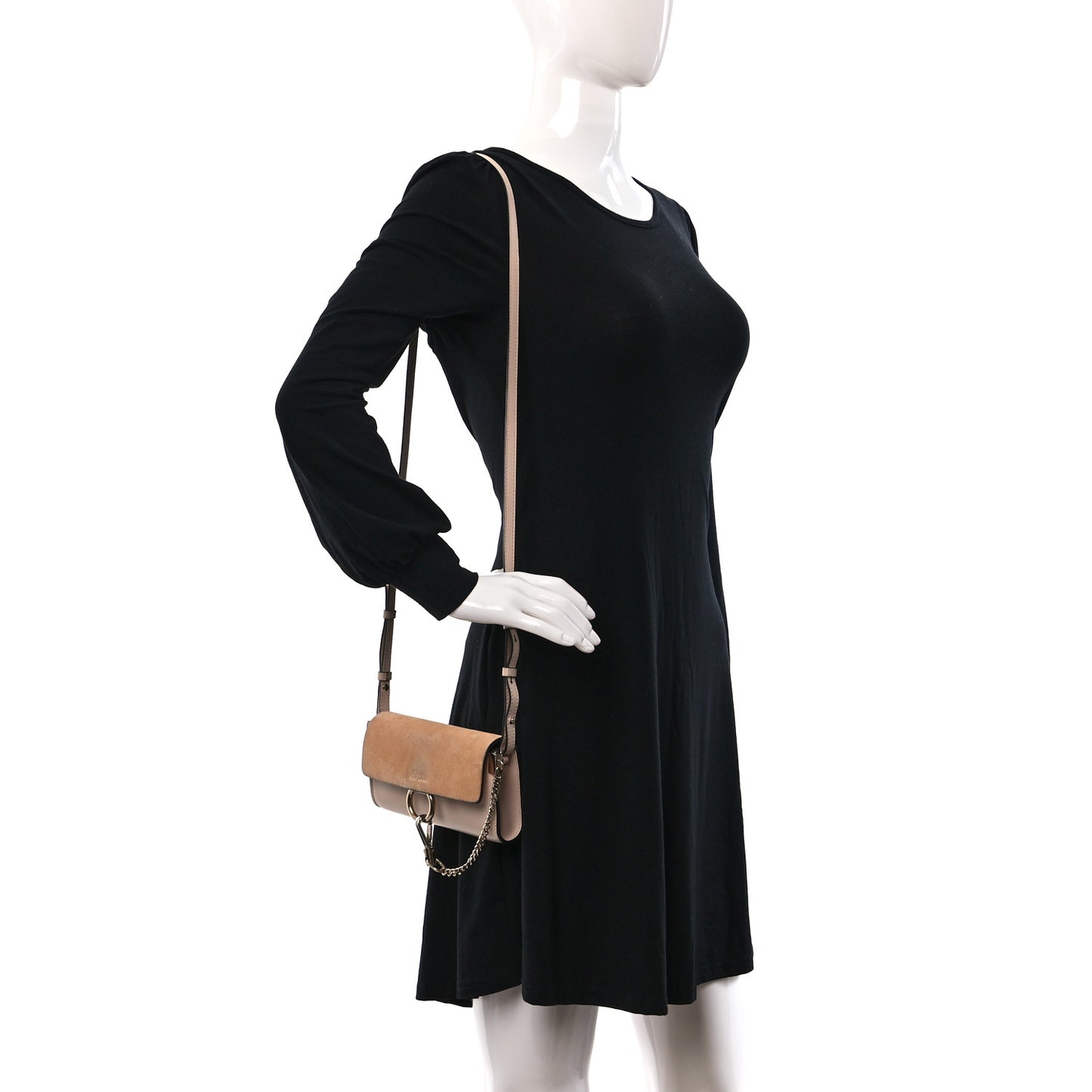 Suede Calfskin Small Faye Shoulder Bag Blushy Pink