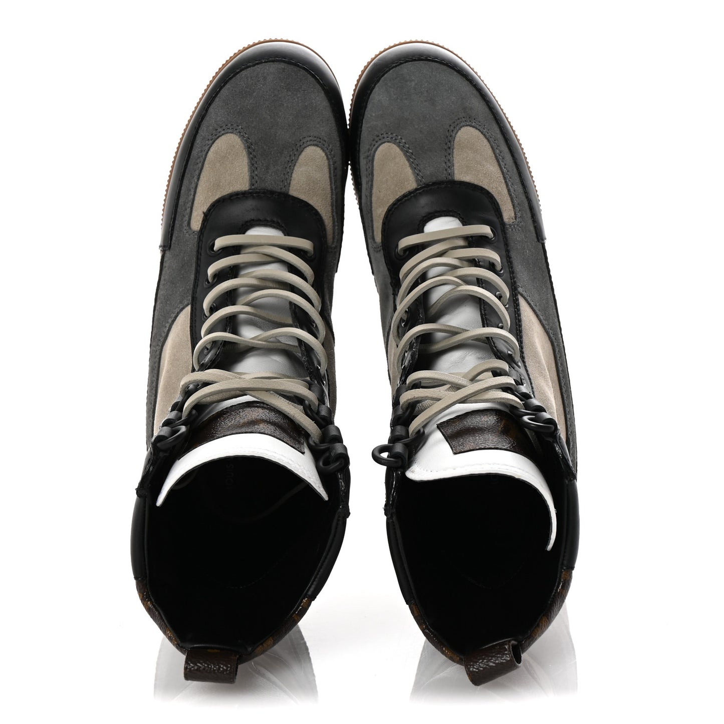 Suede Calfskin Monogram Laureate Platform Desert Boots 37.5 Grey