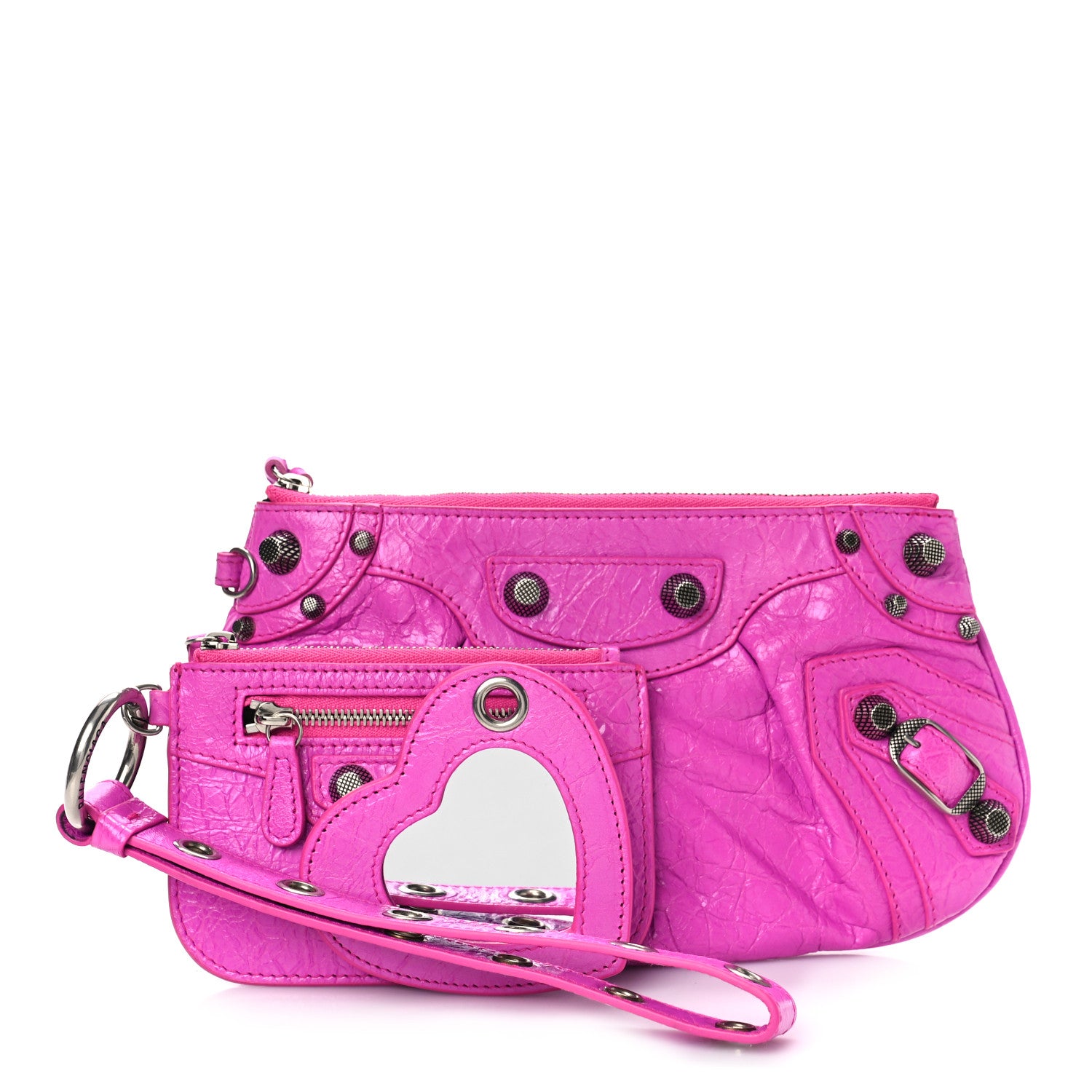 Balenciaga ピンク レザーポーチ Balenciaga Agneau Arena Mini Le Cagole Multi Pouch Lipstick Pink