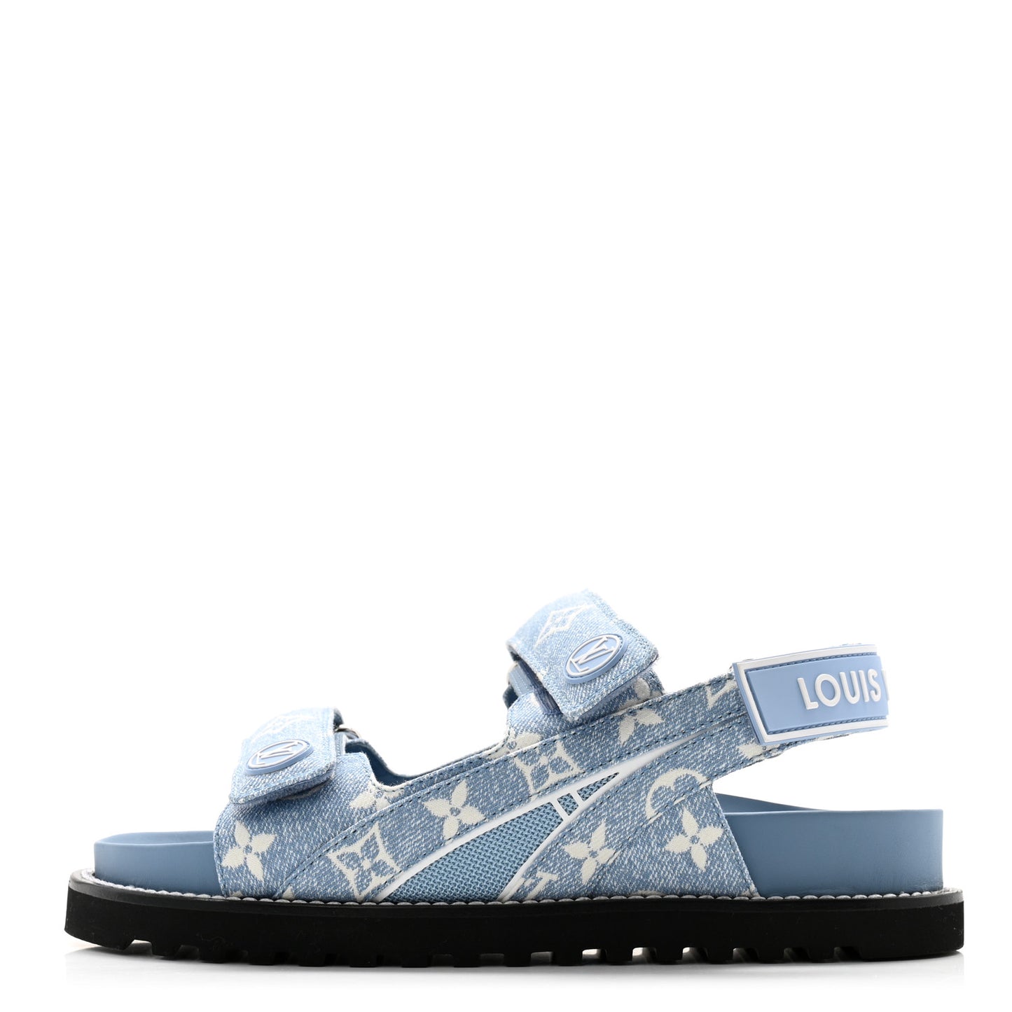 Monogram Denim Paseo Flat Comfort Sandals 38 Light Blue