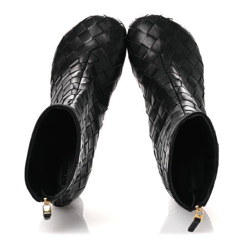 Lambskin Intrecciato Atomic Mid Heel Ankle 40 Black