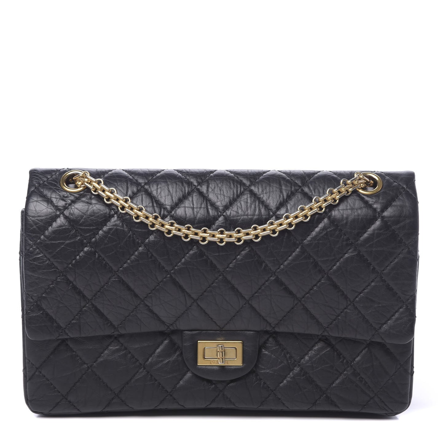 Aged Calfskin Quilted 2.55 Reissue 226 Flap Black