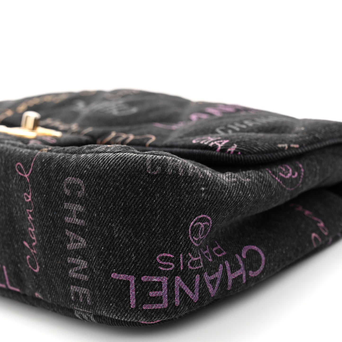 Denim Quilted Denim Mood Large Flap Black Multicolor