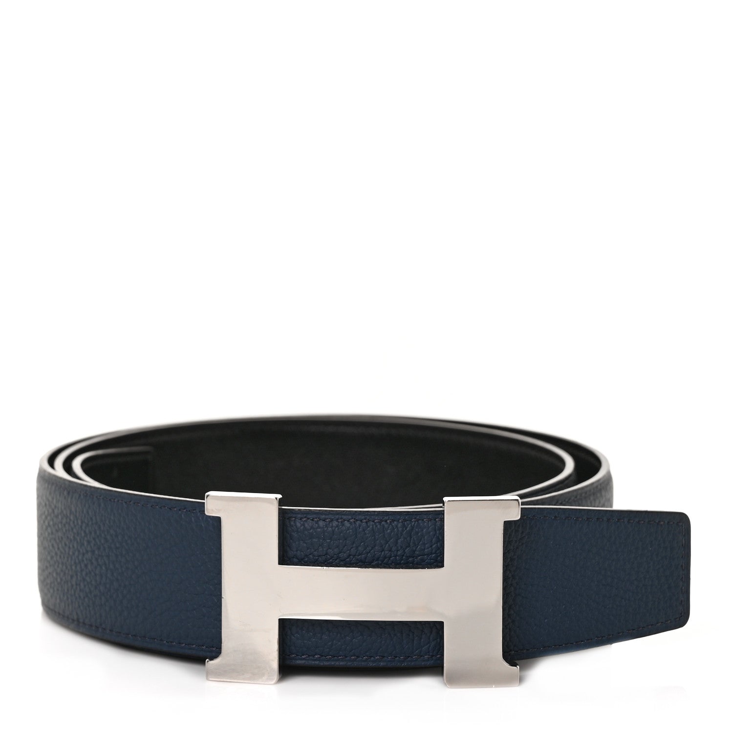 Hermes Box Togo 32mm H Belt 100 Black Bleu De Prusse 1 of 4
