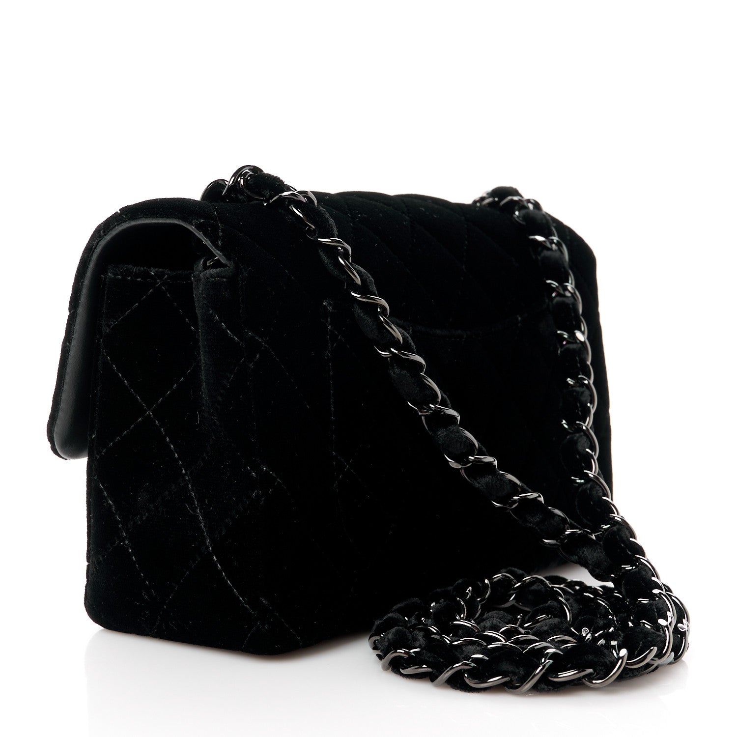 Chanel Velvet Quilted Mini Rectangular Flap So Black 4 of 13