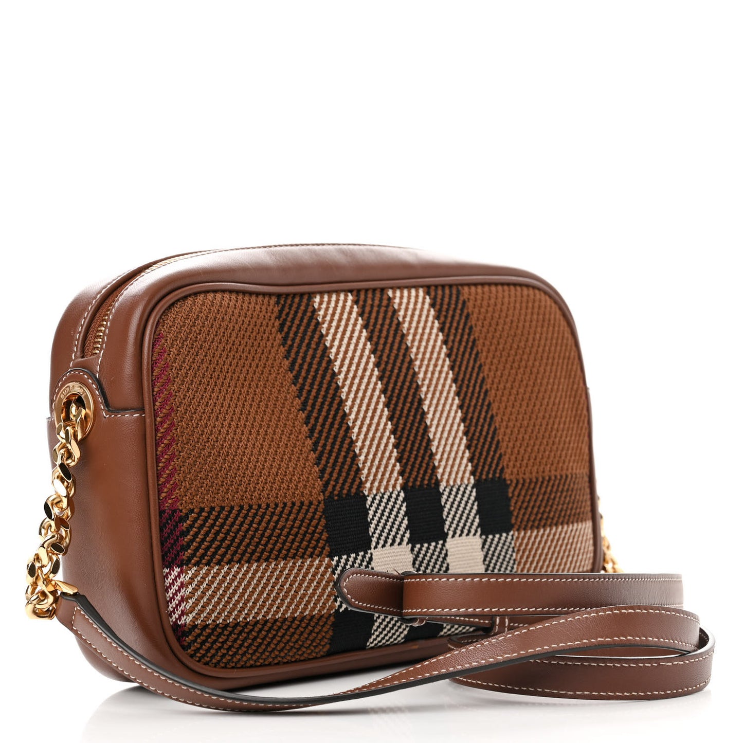 Calfskin Check Small Lola Camera Bag Dark Birch Brown
