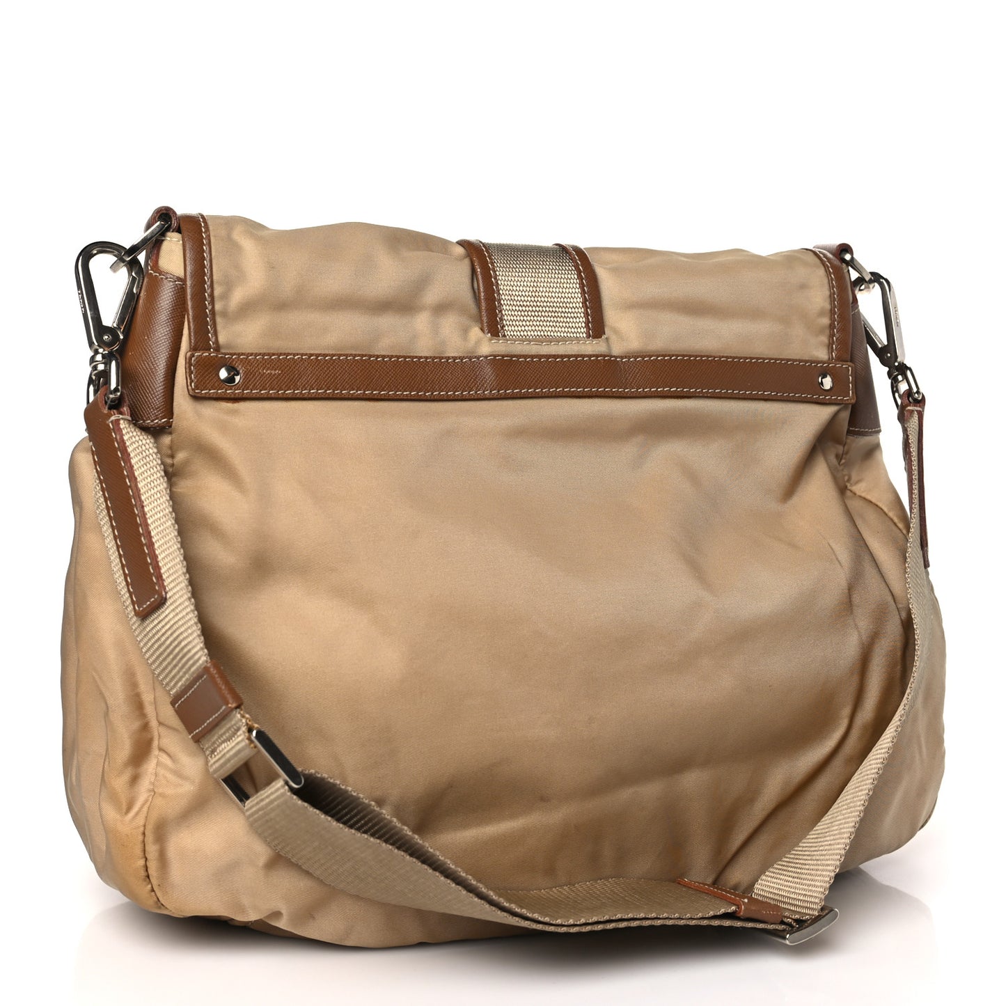 Tessuto Nylon Messenger Bag Beige