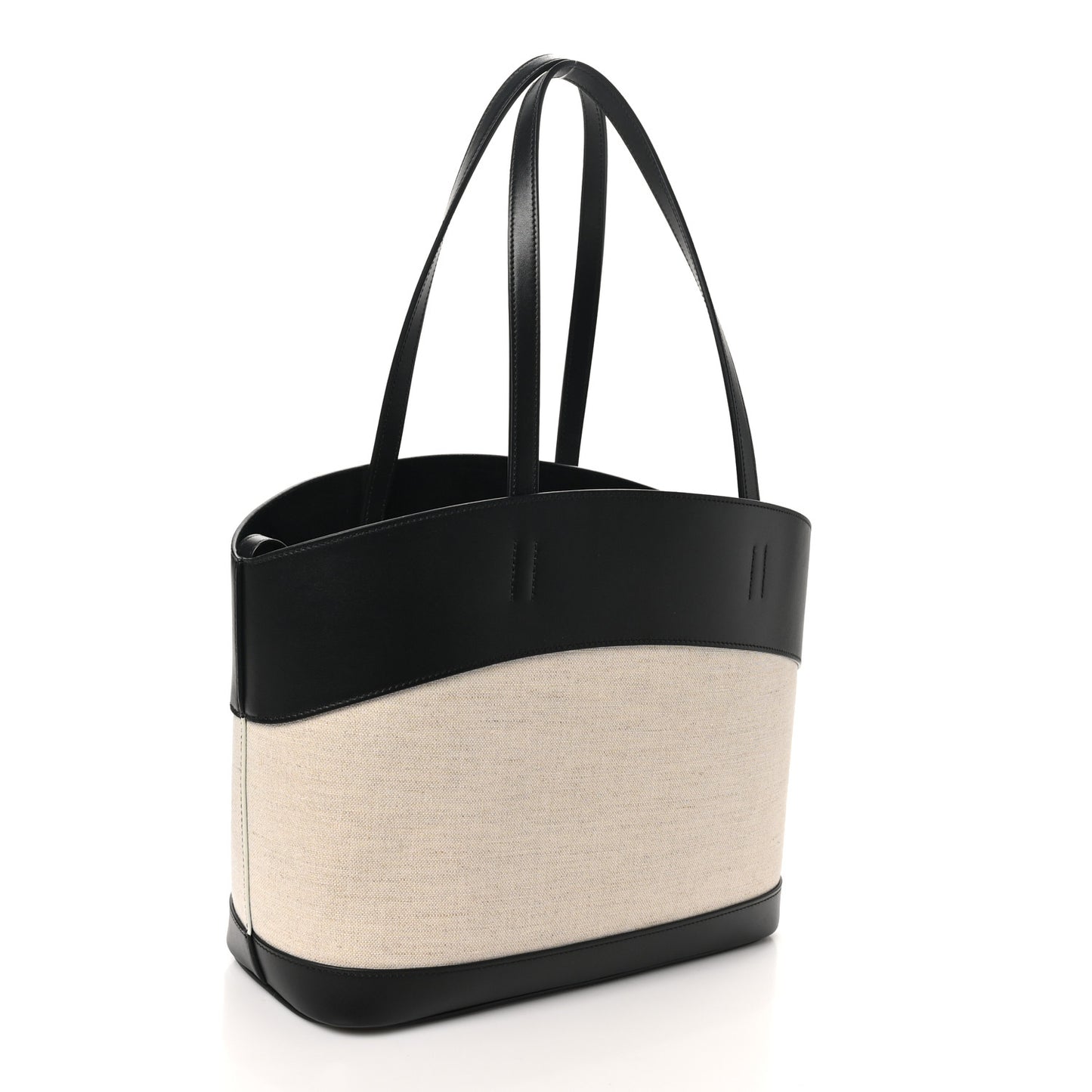 Canvas Calfskin Charming Tote Natural Black