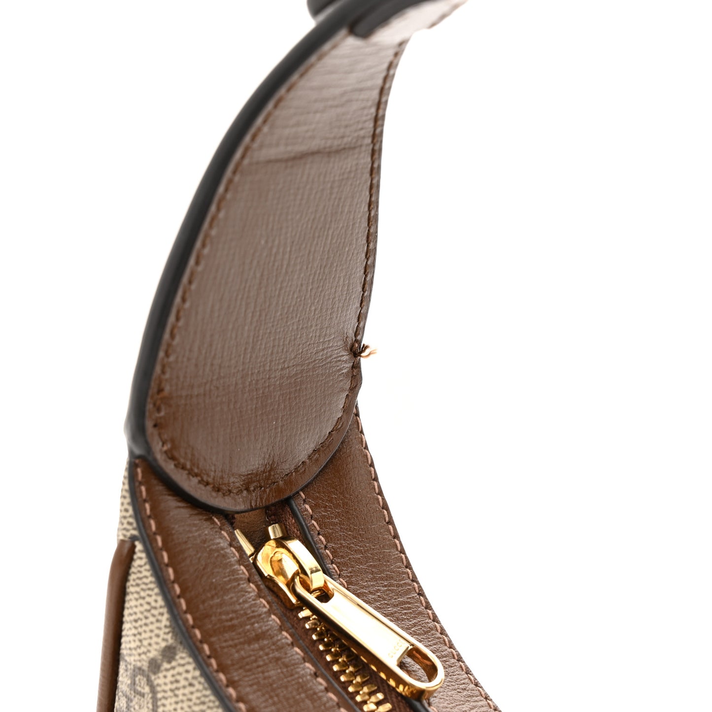 GG Supreme Monogram Azalea Calfskin Mini Retro Interlocking G Half Moon Bag Beige Ebony Brown Sugar