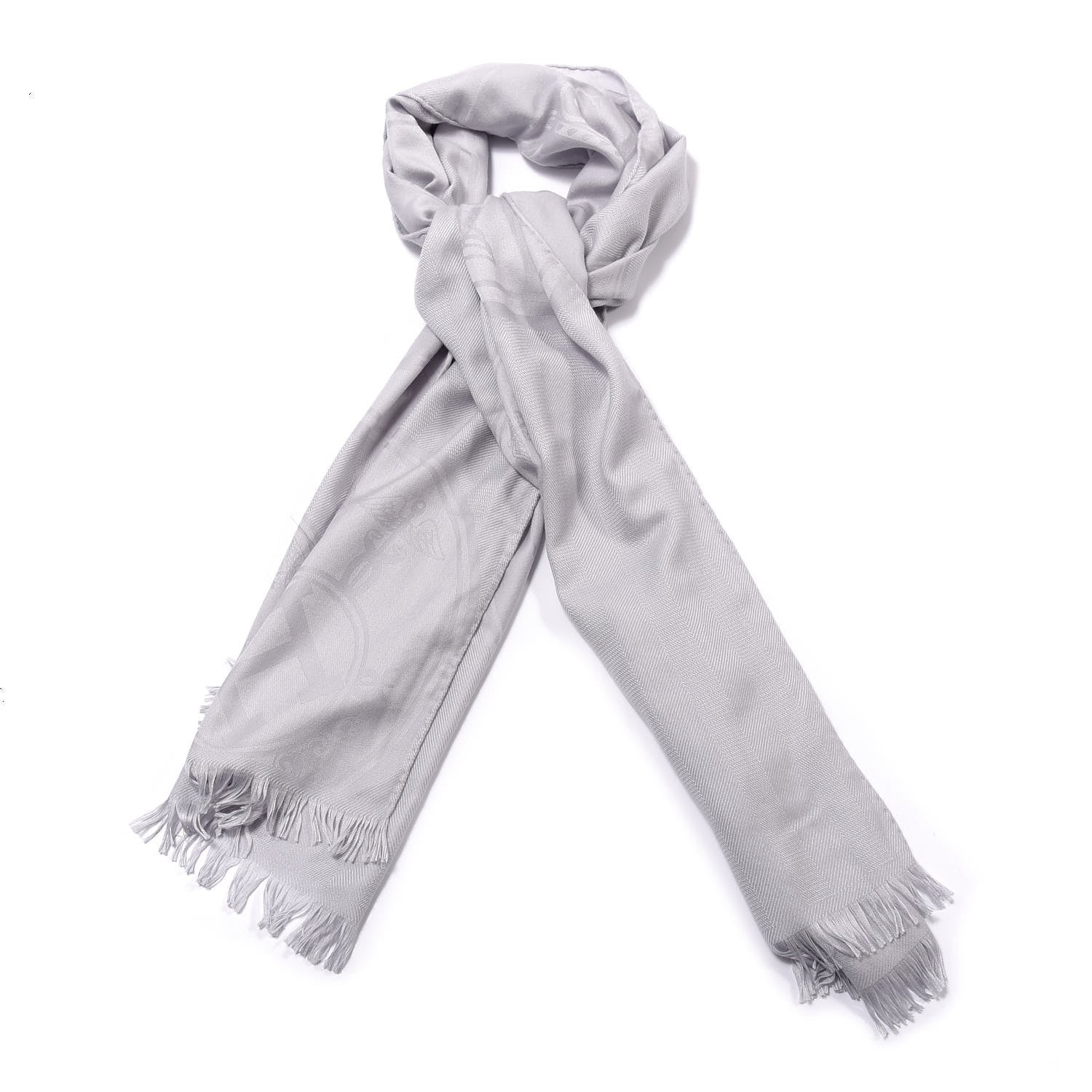 Hermes Cashmere Silk New Libris Stole Gris Nuage 1 of 3
