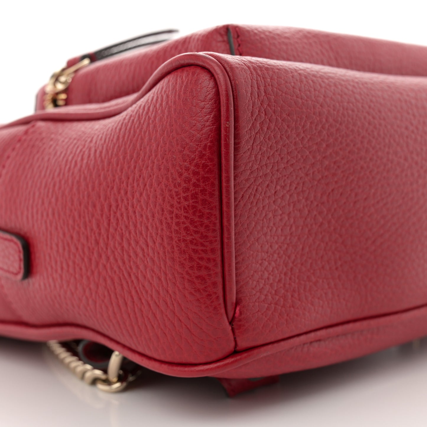 Pebbled Calfskin Soho Chain Backpack Hibiscus Red