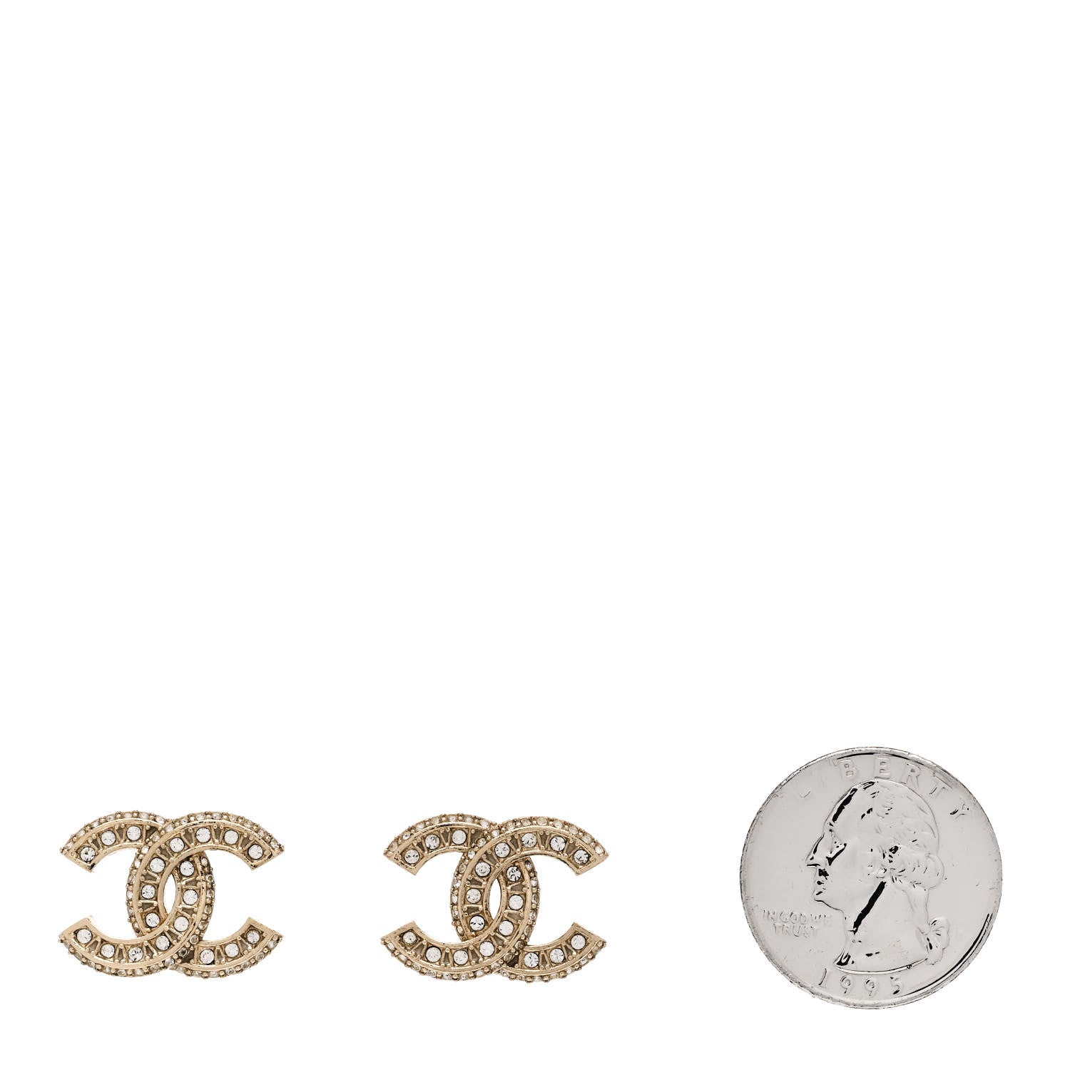 Chanel Crystal Timeless CC Earrings Light Gold 2 of 5