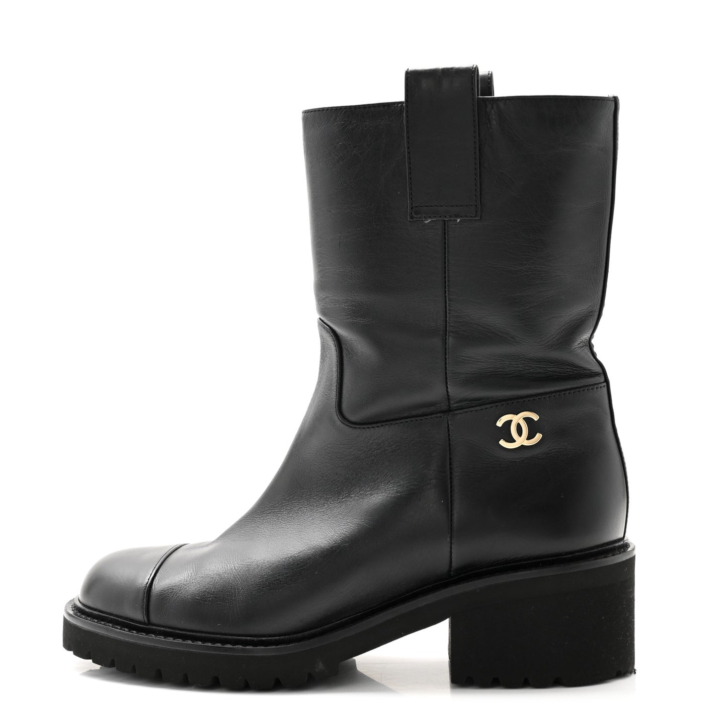 Calfskin CC Ankle Boots 37.5 Black