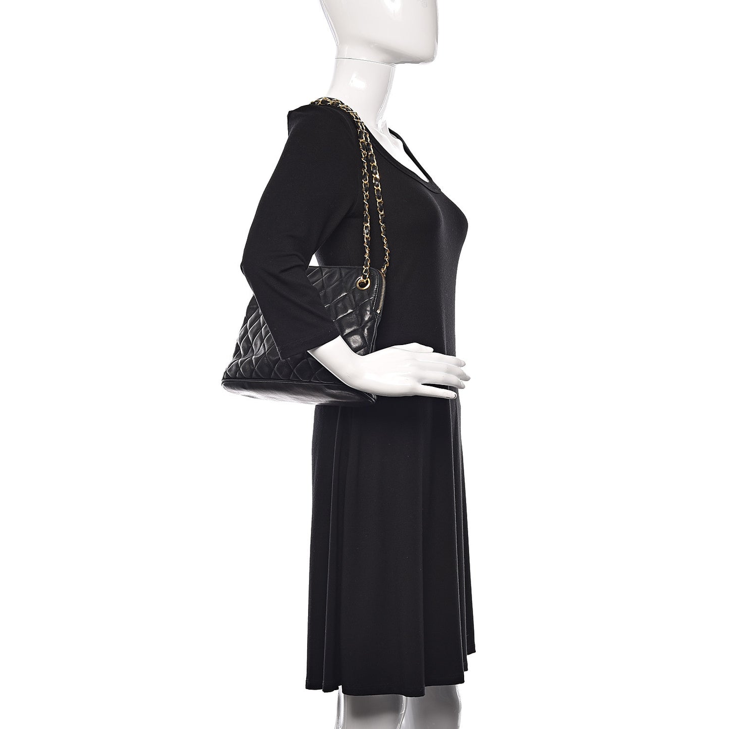 Lambskin Quilted Shoulder Bag Black