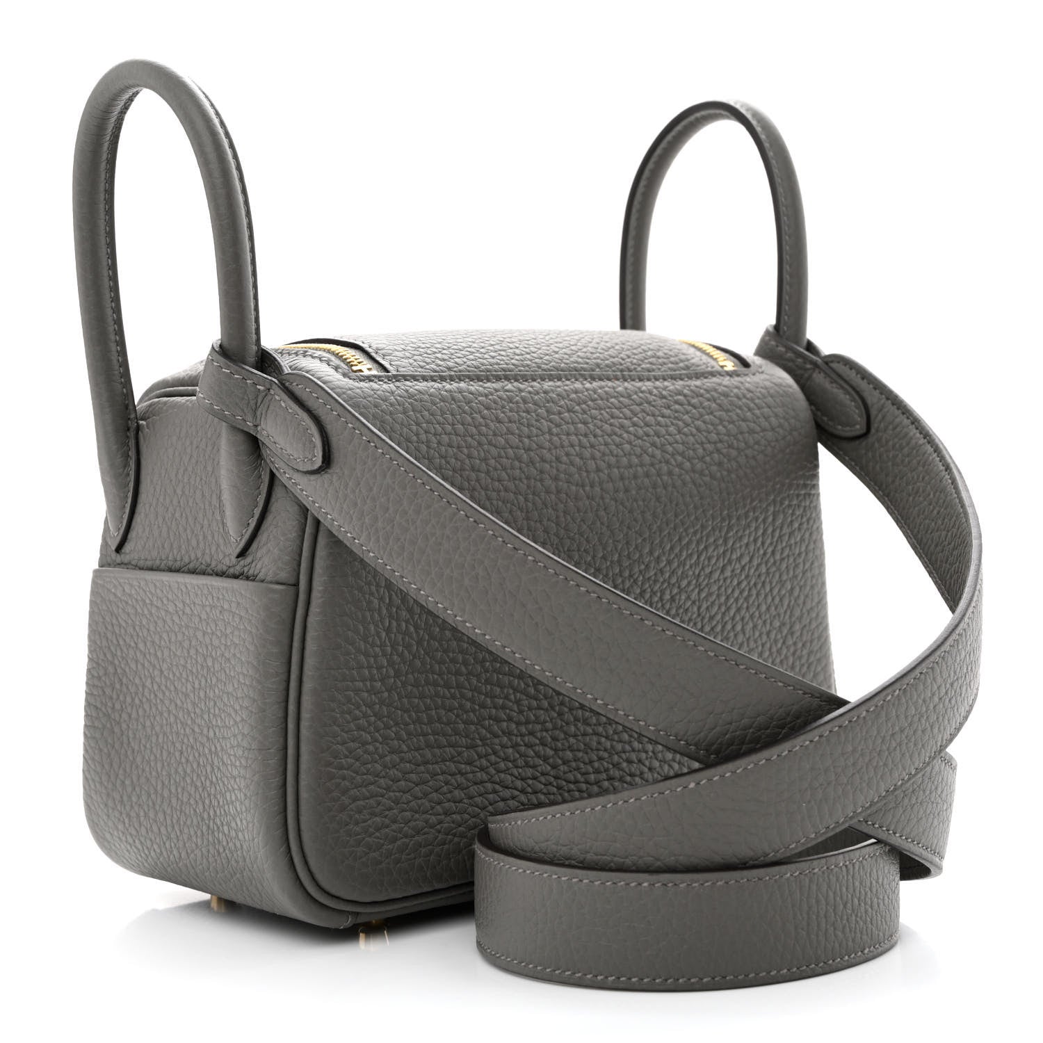 Hermes Taurillon Clemence Mini Lindy 20 Gris Meyer 3 of 11