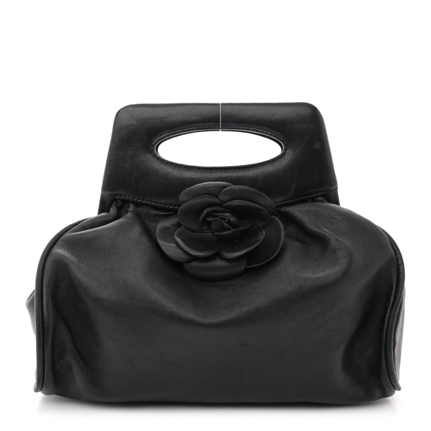 Lambskin Camellia Handbag Black