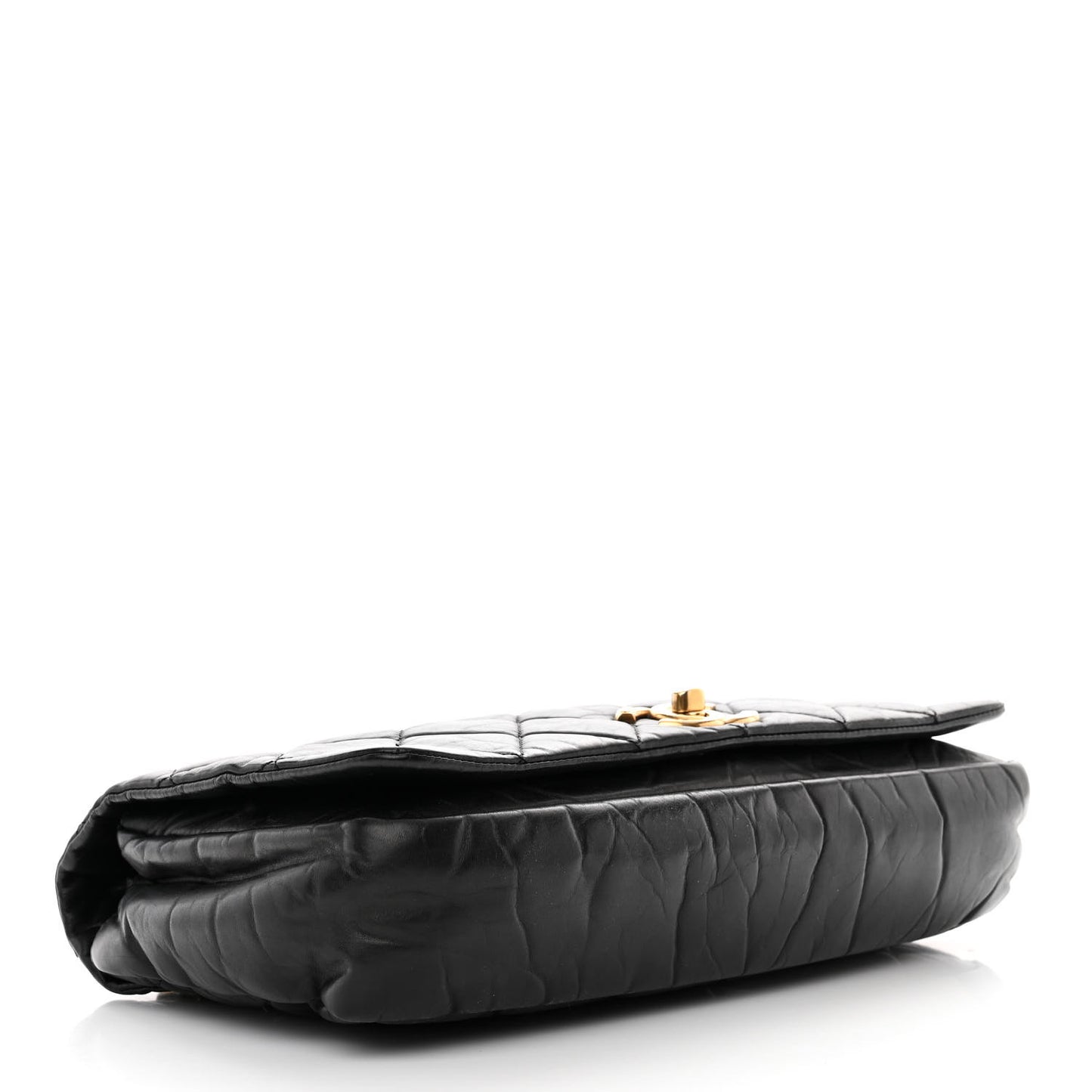 Aged Calfskin Quilted Medium Pondichery Flap Black