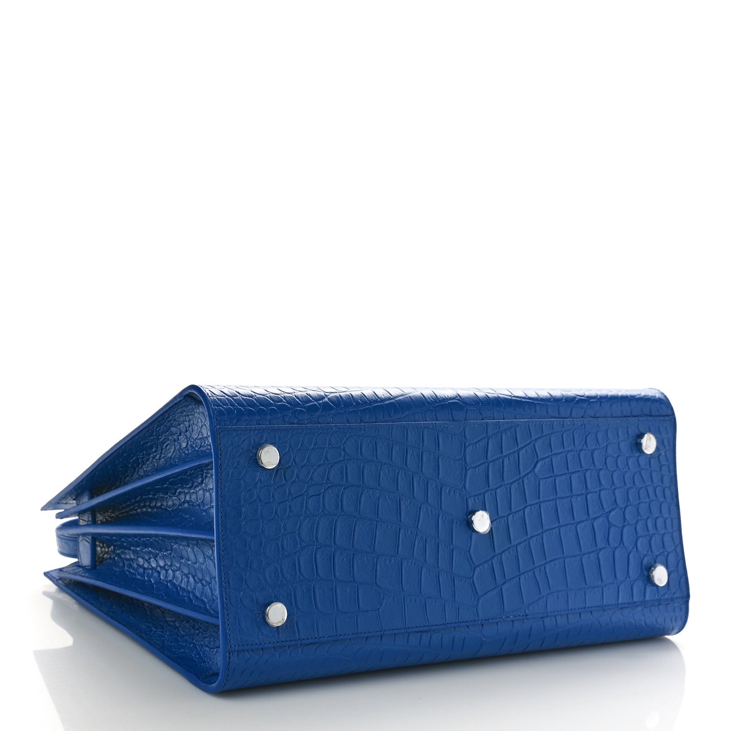 Calfskin Crocodile Embossed Small Sac de Jour Royal Blue