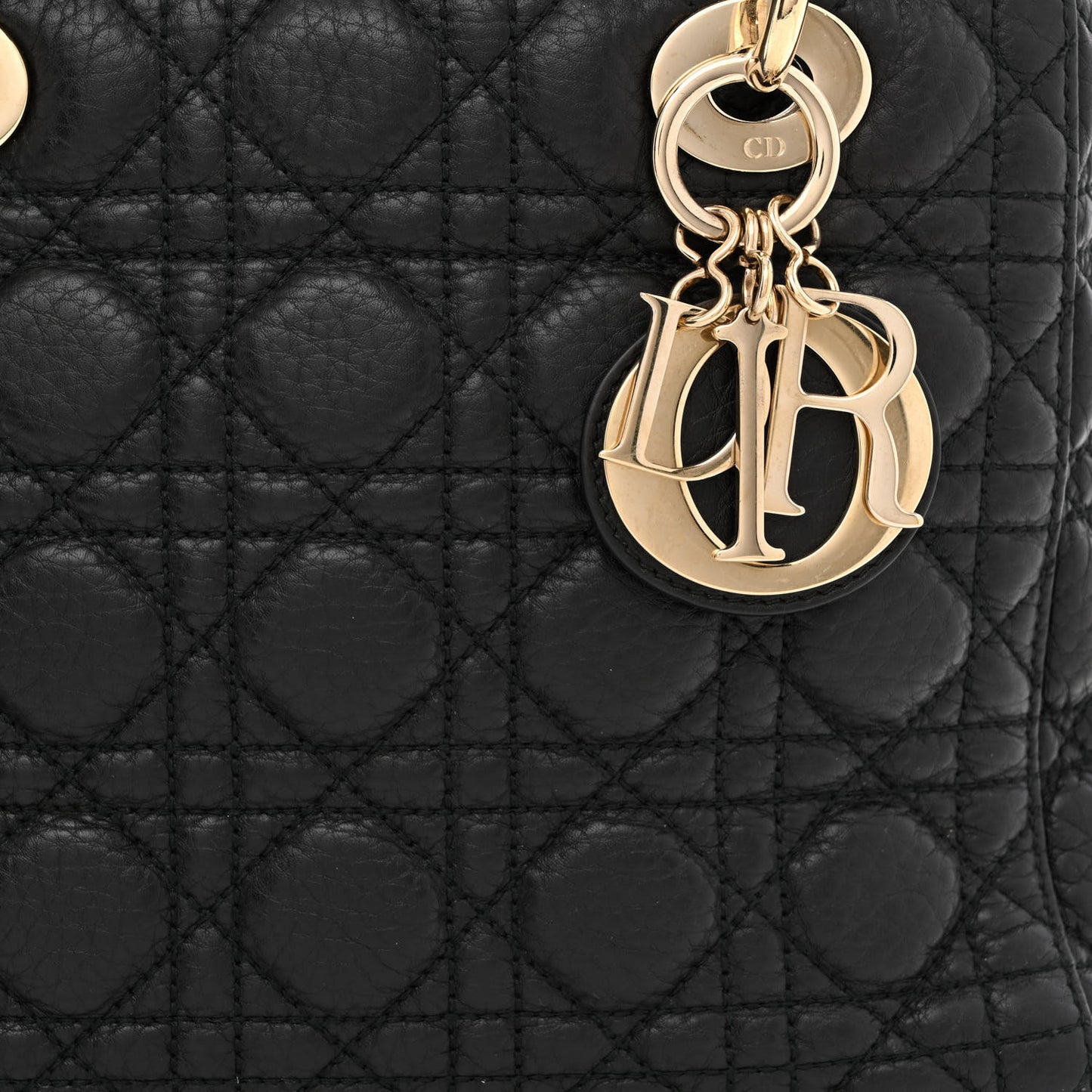 Grained Calfskin Cannage Medium Supple Lady Dior Black