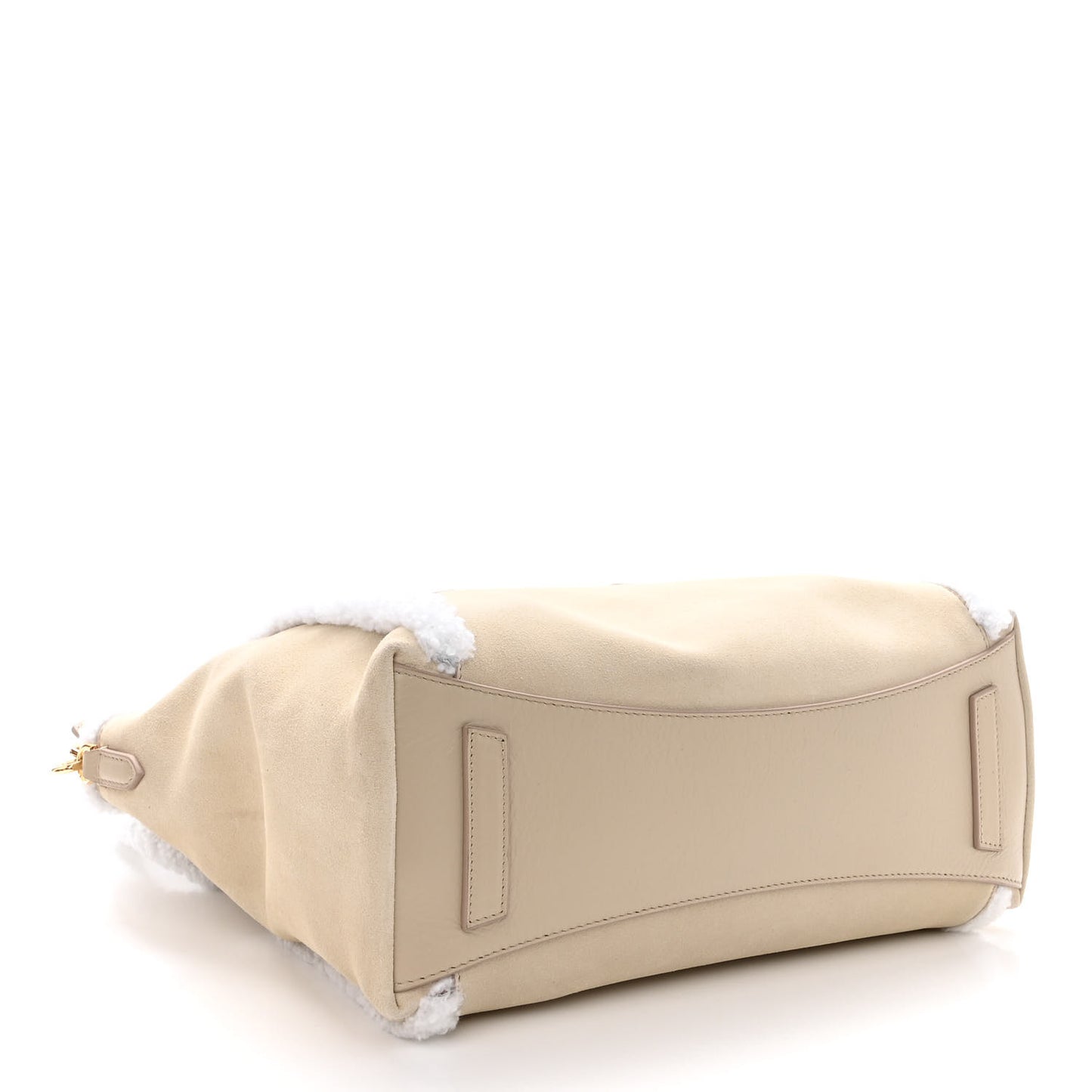 Suede Shearling Small Antigona Natural Beige