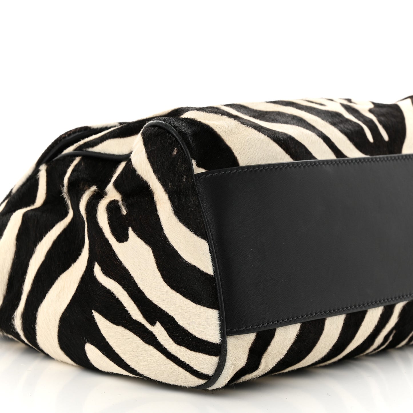 Calf Hair Zebra Print Large Miss Sicily Satchel Black White