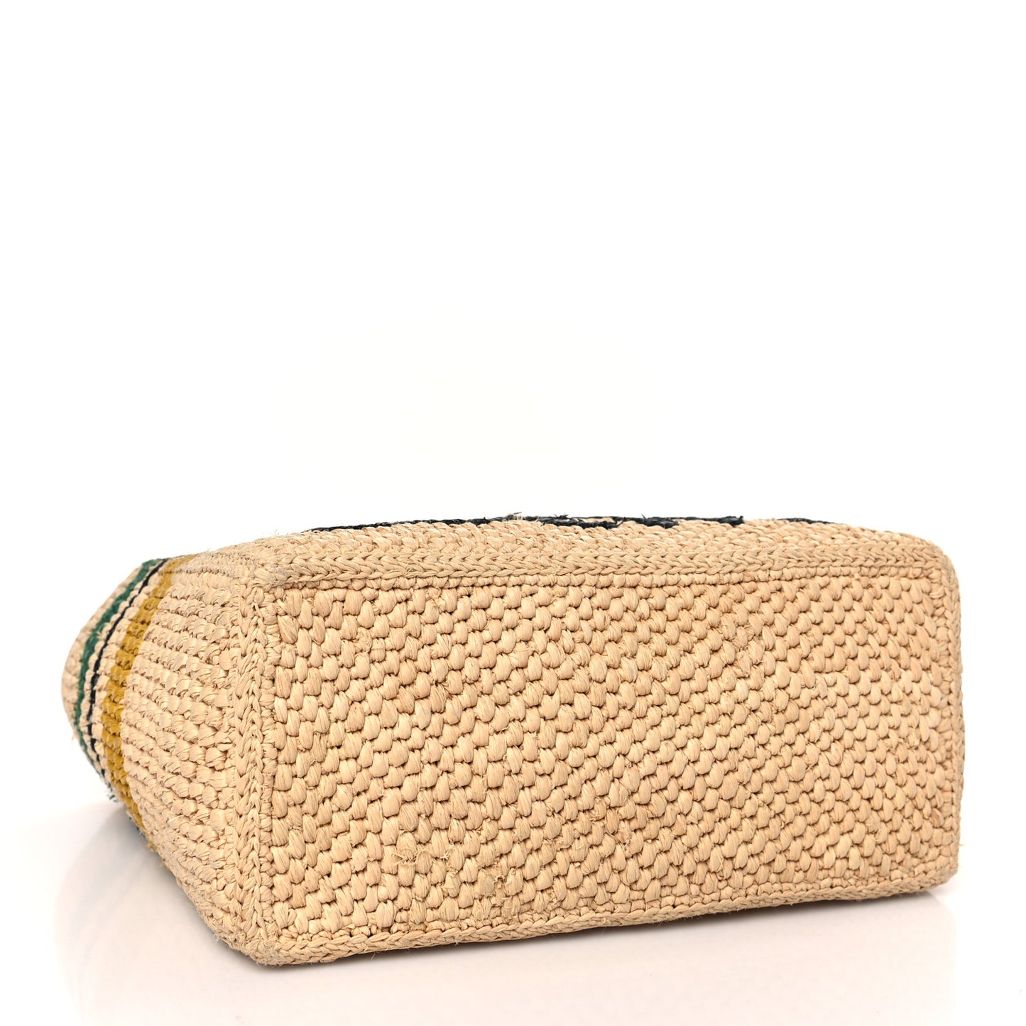 Raffia Small Paula's Ibiza Logo Tote Beige Multicolor