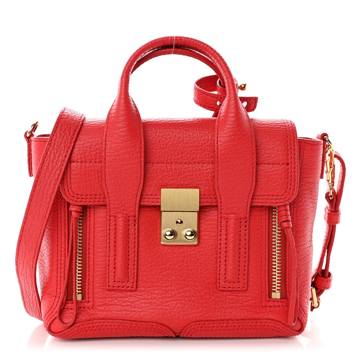 Textured Calfskin Mini Pashli Satchel Red
