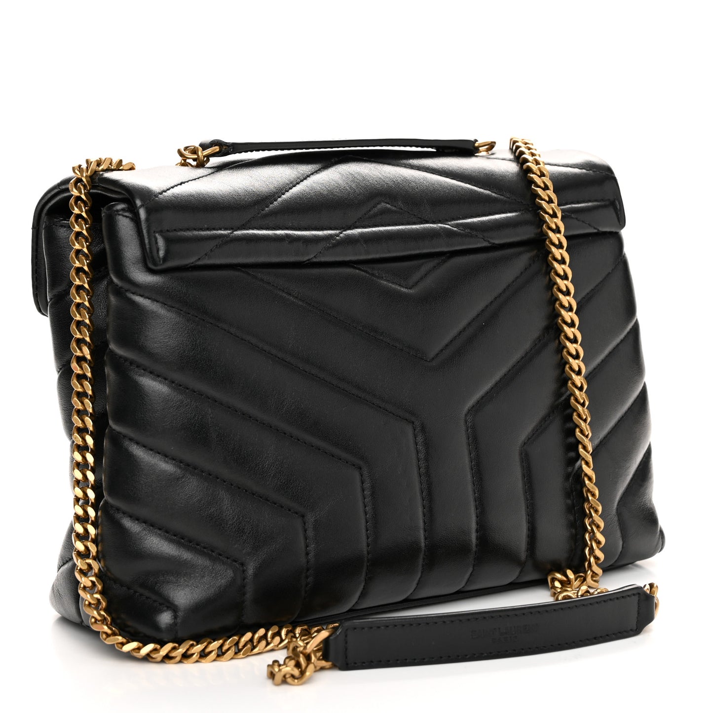 Calfskin Y Quilted Monogram Small Loulou Chain Satchel Black