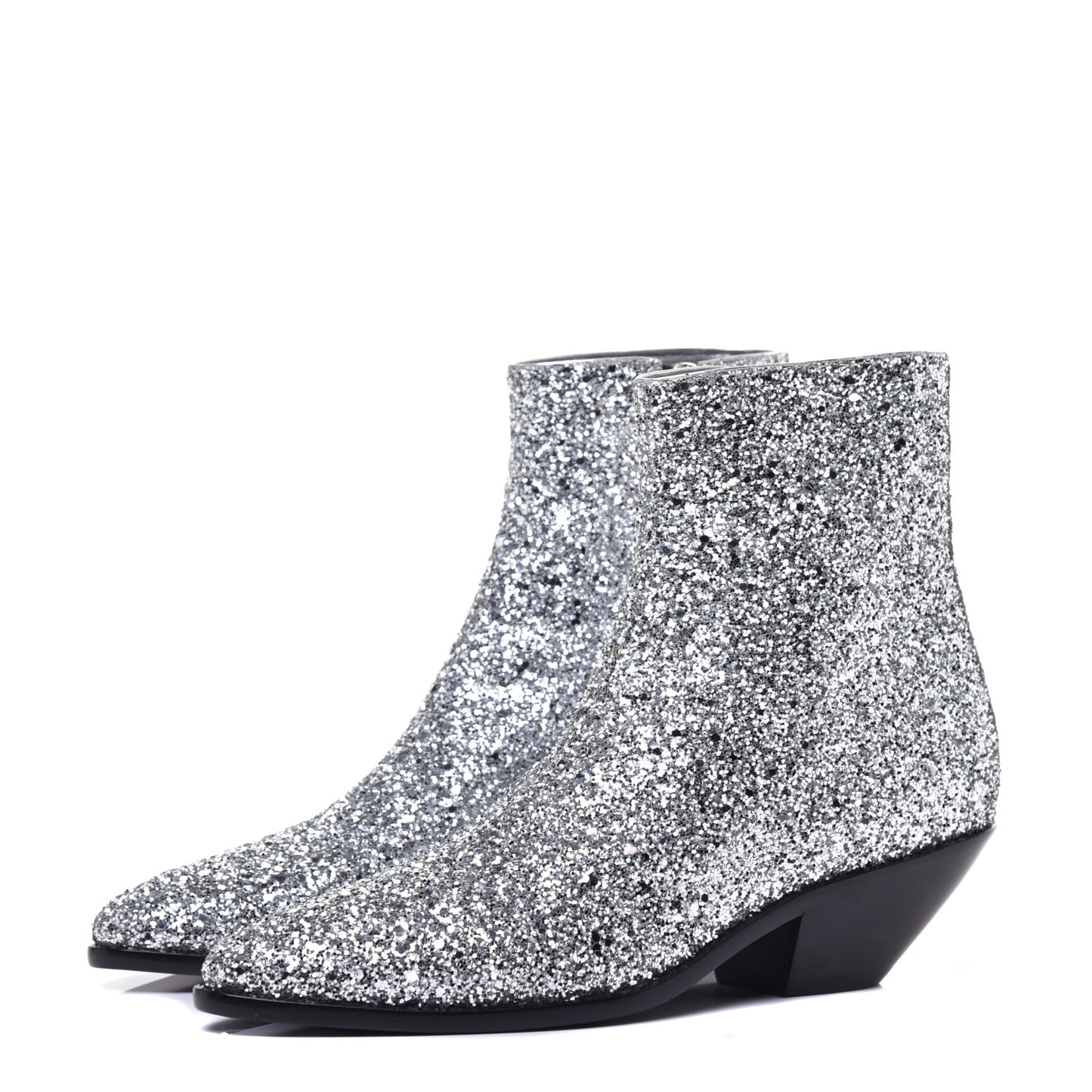 Glitter Calfskin West 45 Boots 36 Silver