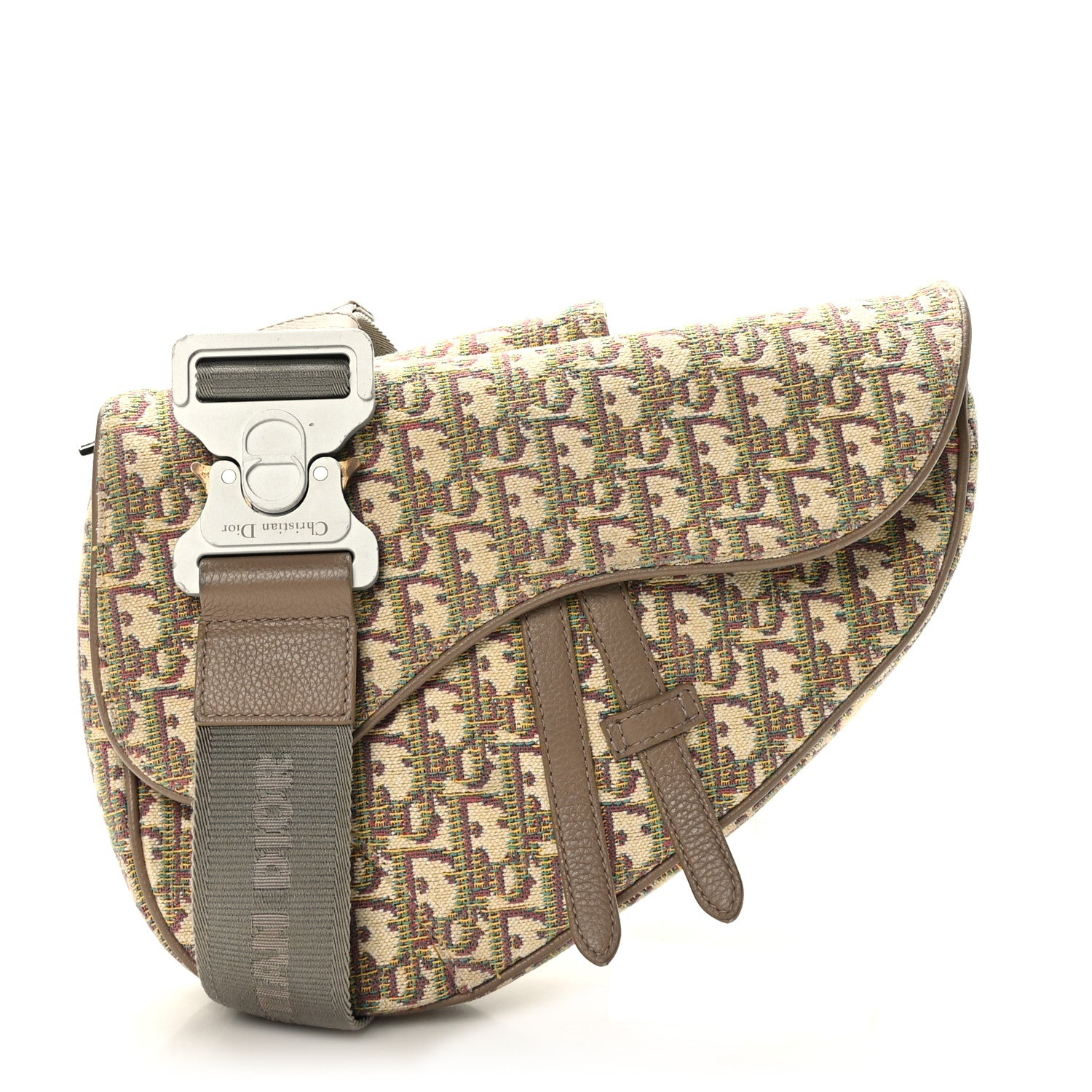 Christian Dior Jacquard Oblique Mens Saddle Bag Beige Multicolor 1 of 8